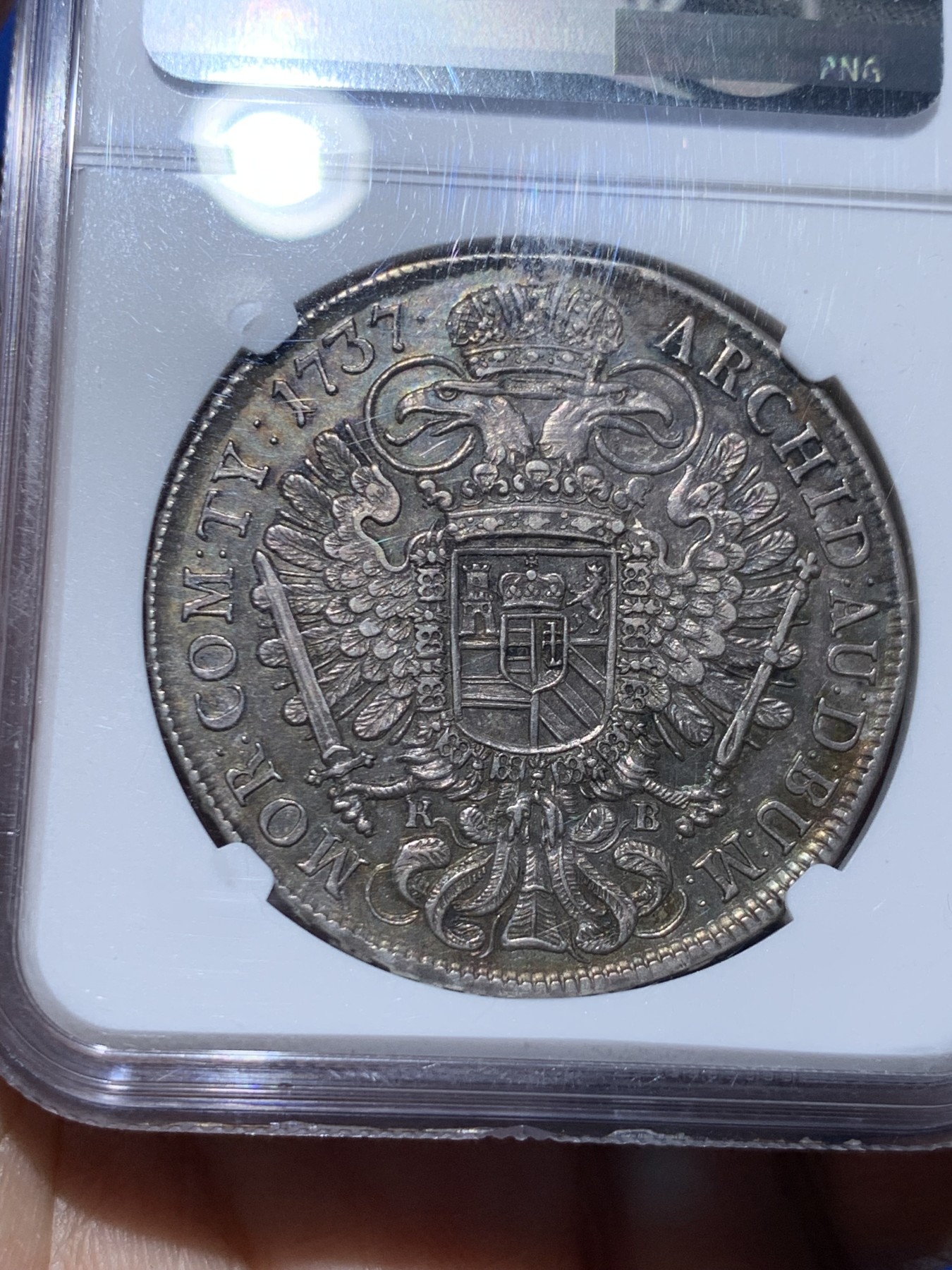 《竞宝斋》第259场-周日，周一 2场连拍 (全场包邮) NGC AU58 1737年 神圣罗马帝国匈牙利卡尔六世泰勒银币 老包浆有彩