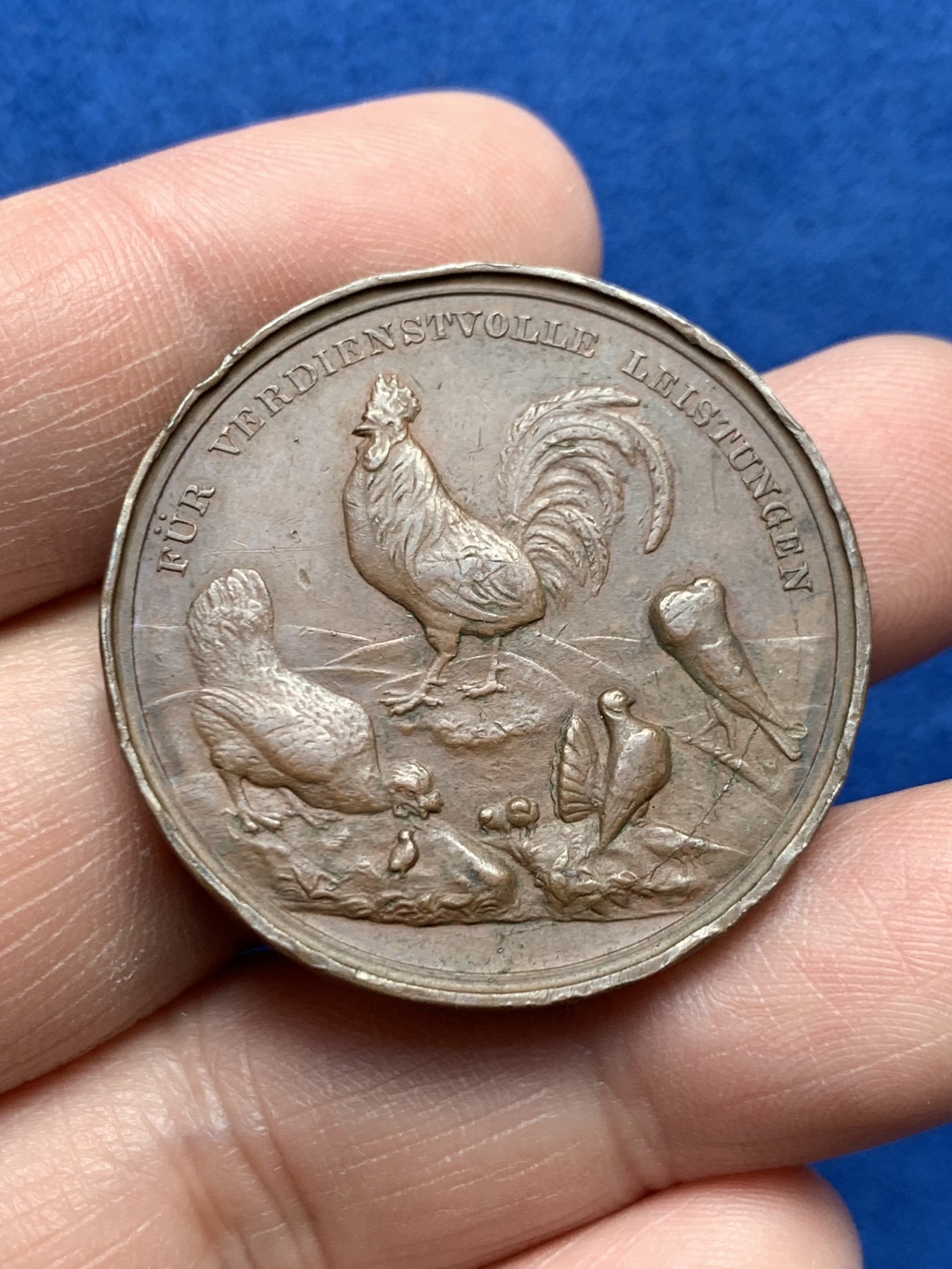 《竞宝斋》第259场-周日，周一 2场连拍 (全场包邮) 20世纪初德国杰出成就动物铜奖章 35.4mm 18.6克