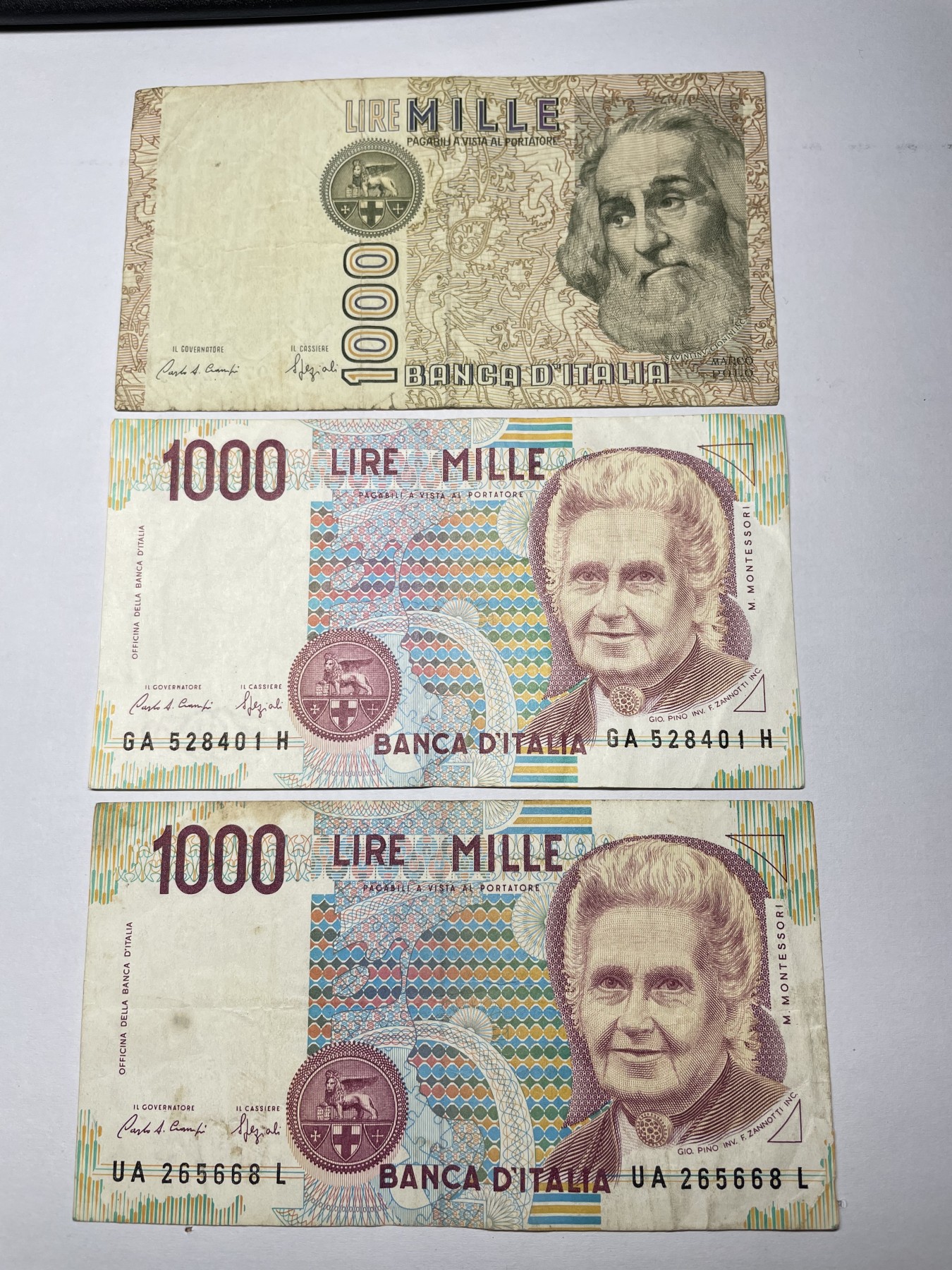 2024年集古藏今外币拍卖第四期-第9场—（总第39拍） 意大利1000里拉3张