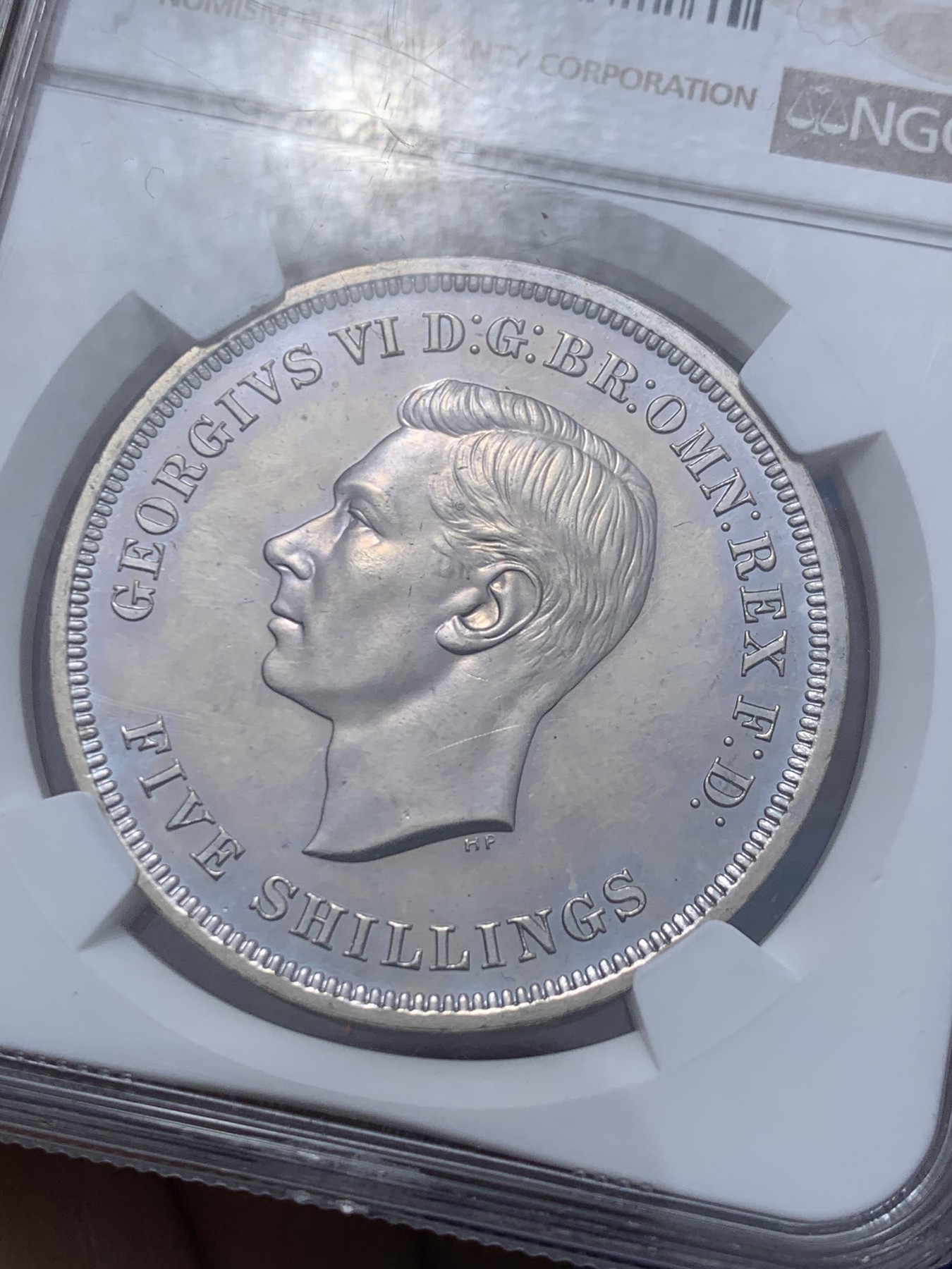 《竞宝斋》第259场-周日，周一 2场连拍 (全场包邮) NGC PL63 英国1951年乔治六世克朗 最后的镍马剑