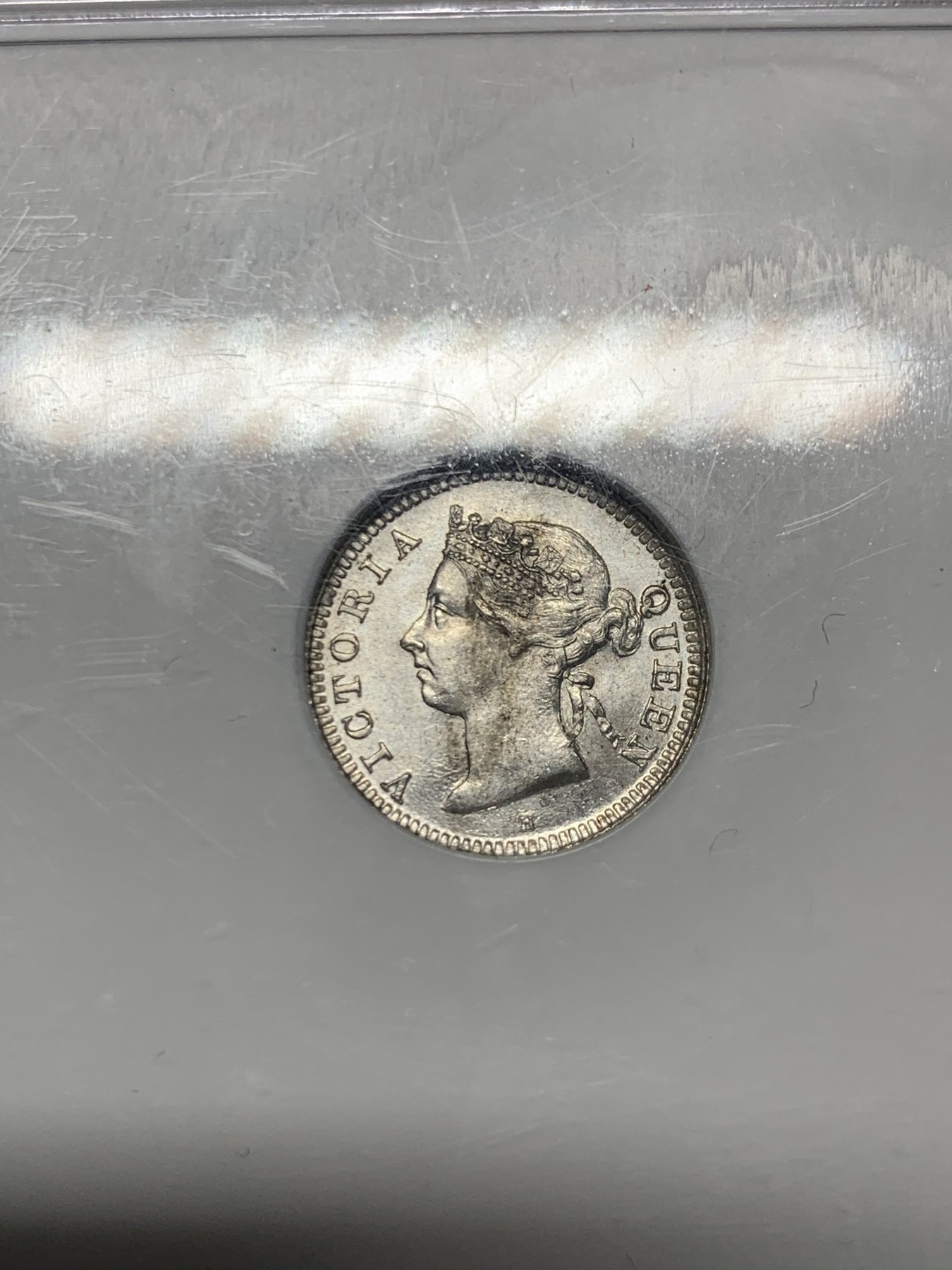 《竞宝斋》第259场-周日，周一 2场连拍 (全场包邮) NGC MS64 英属毛里求斯1889H年10分银币