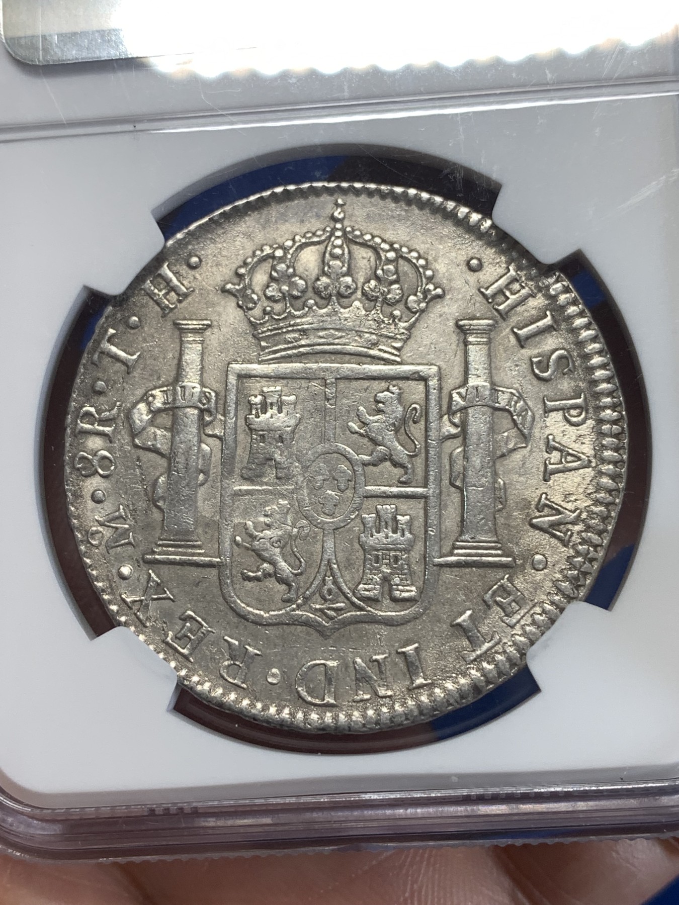 《竞宝斋》第259场-周日，周一 2场连拍 (全场包邮) NGC XF45 墨西哥 1804年 卡四 8瑞尔 双柱大银币 打制清晰