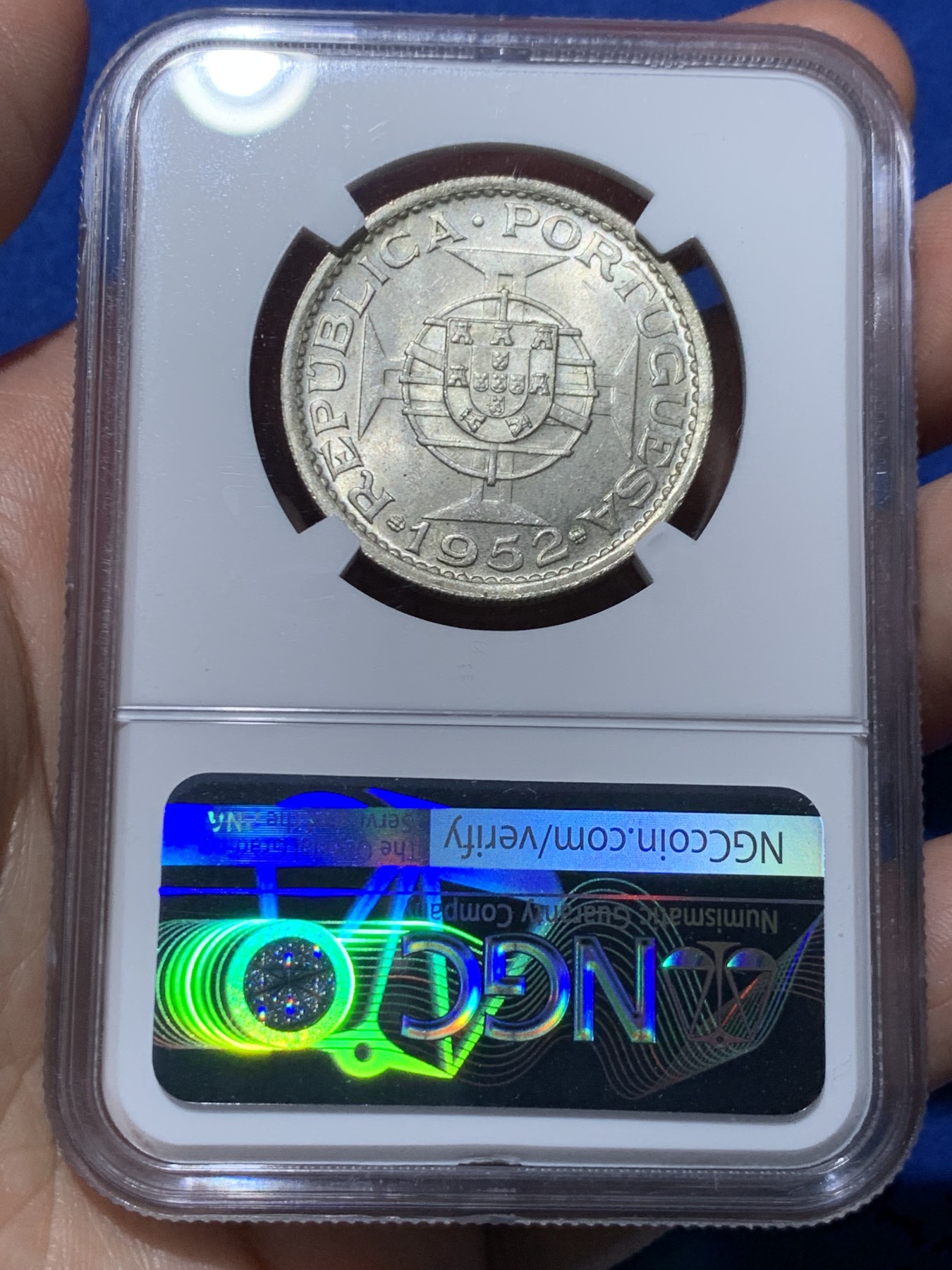 《竞宝斋》第259场-周日，周一 2场连拍 (全场包邮) NGC MS65 澳门1952年5元银币 热门品种 高分一步到位