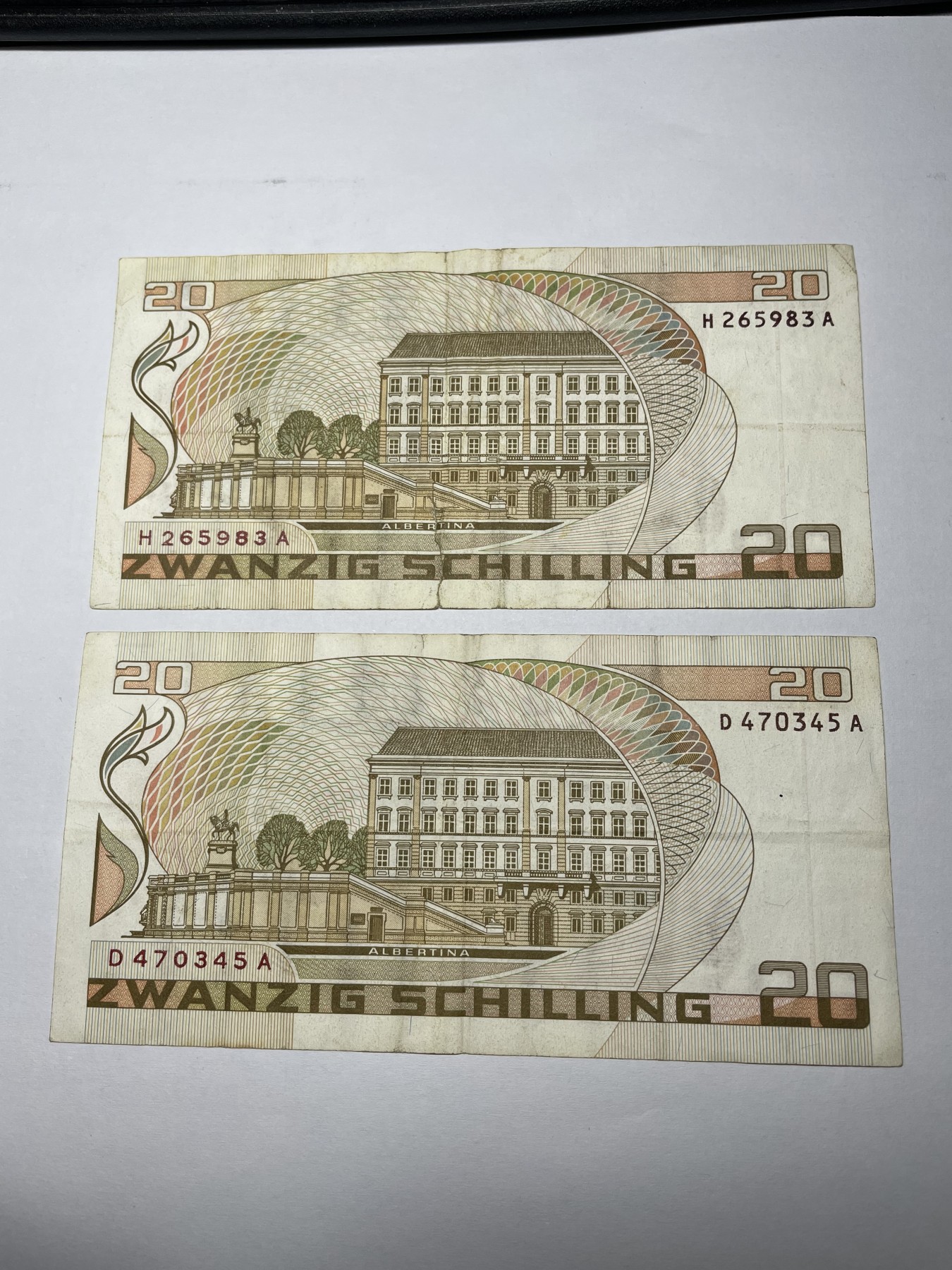 2024年集古藏今外币拍卖第四期-第9场—（总第39拍） 奥地利20先令2张