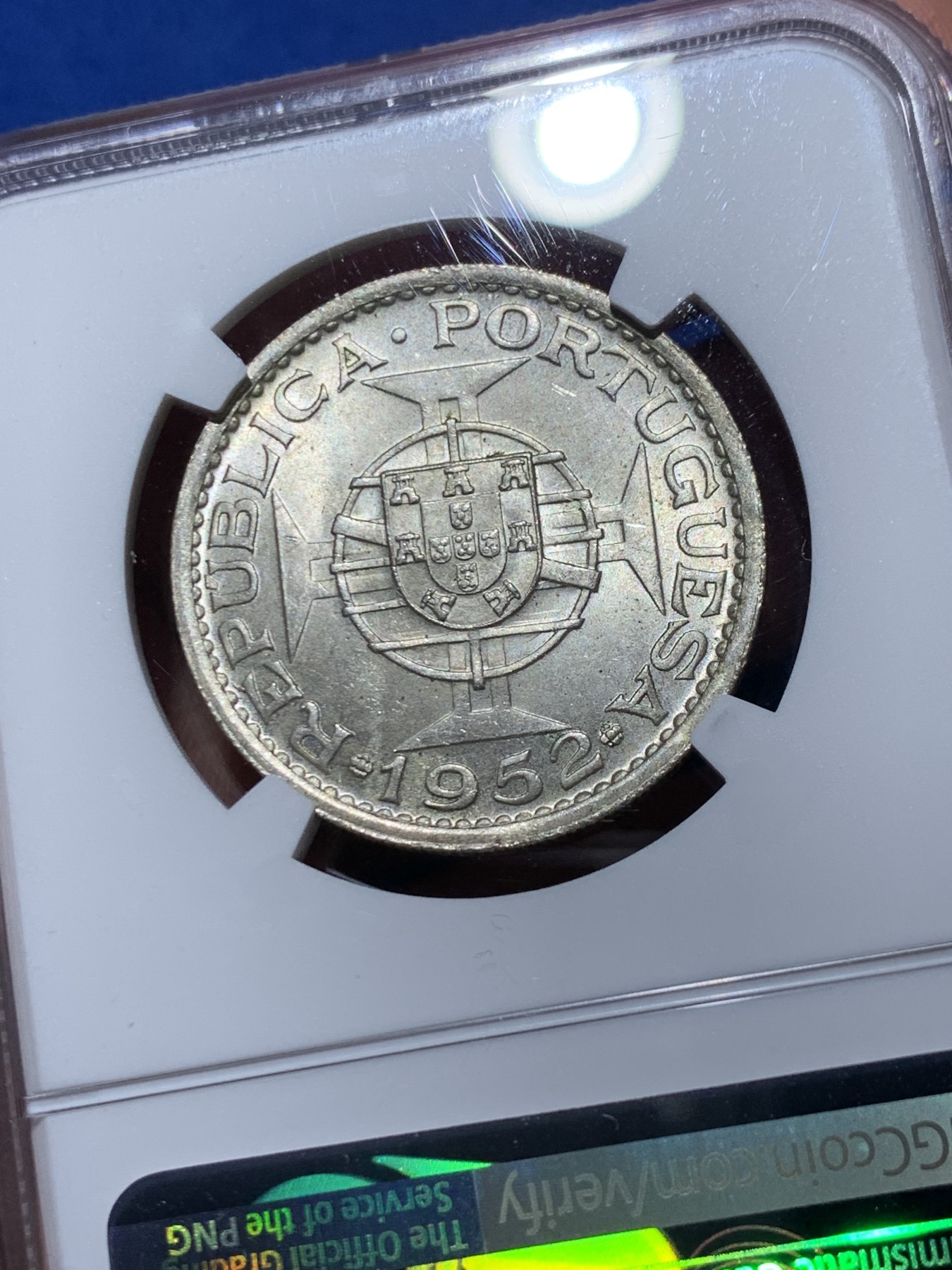 《竞宝斋》第259场-周日，周一 2场连拍 (全场包邮) NGC MS65 澳门1952年5元银币 热门品种 高分一步到位