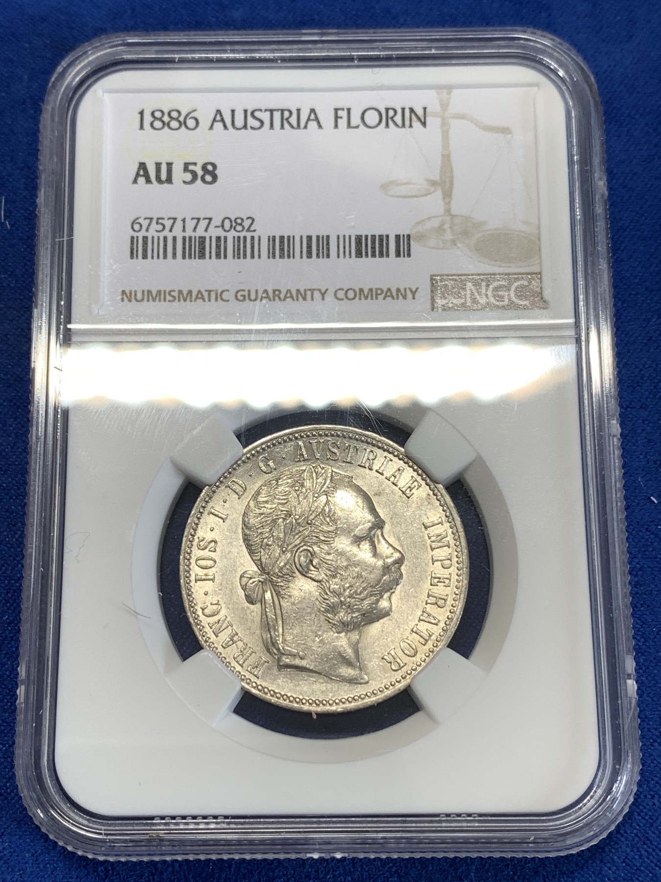 《竞宝斋》第259场-周日，周一 2场连拍 (全场包邮) NGC AU58 奥地利1886年1福林银币