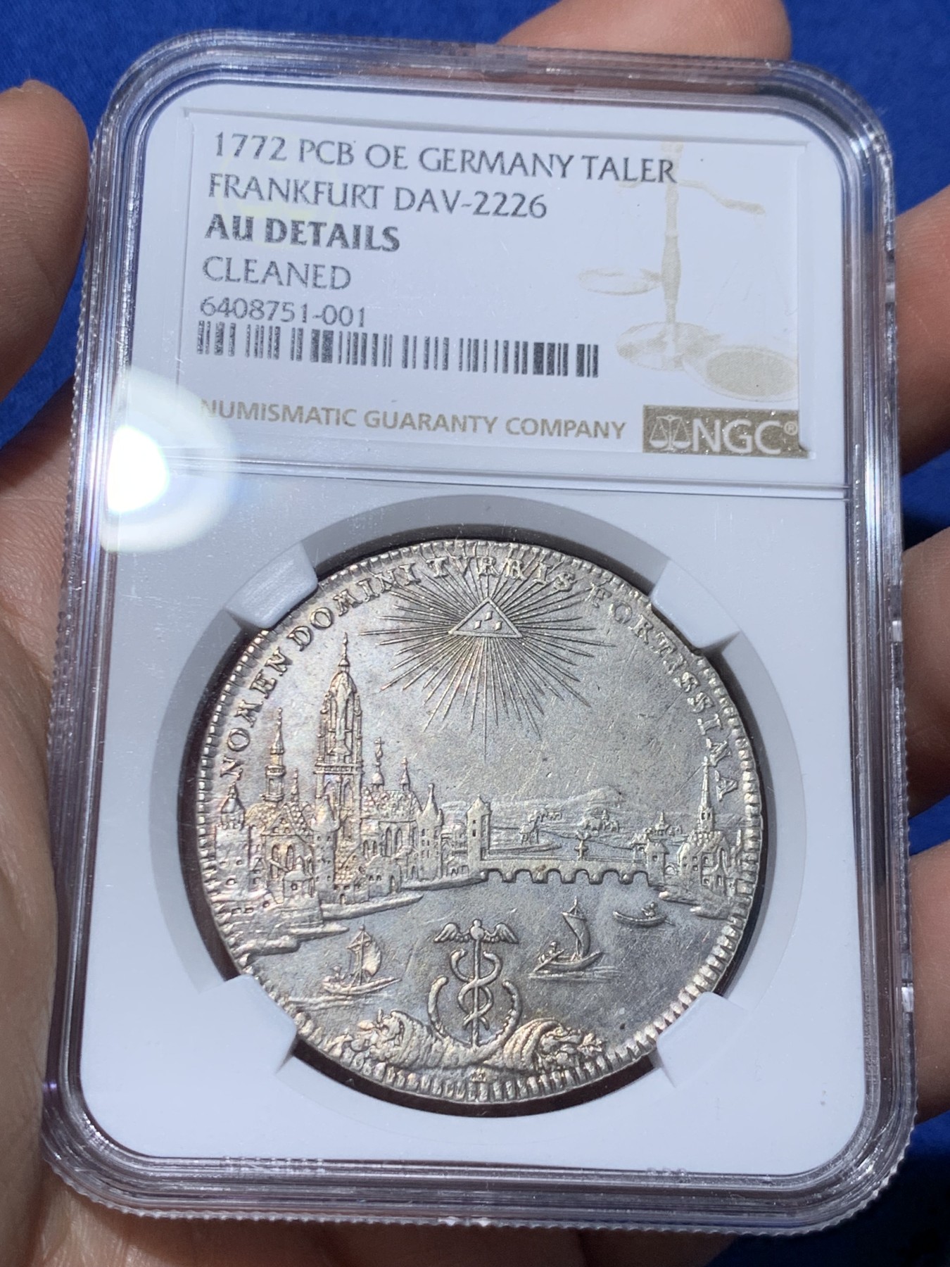 《竞宝斋》第259场-周日，周一 2场连拍 (全场包邮) NGC AUD 德国1772年法兰克福城市景观泰勒大银币