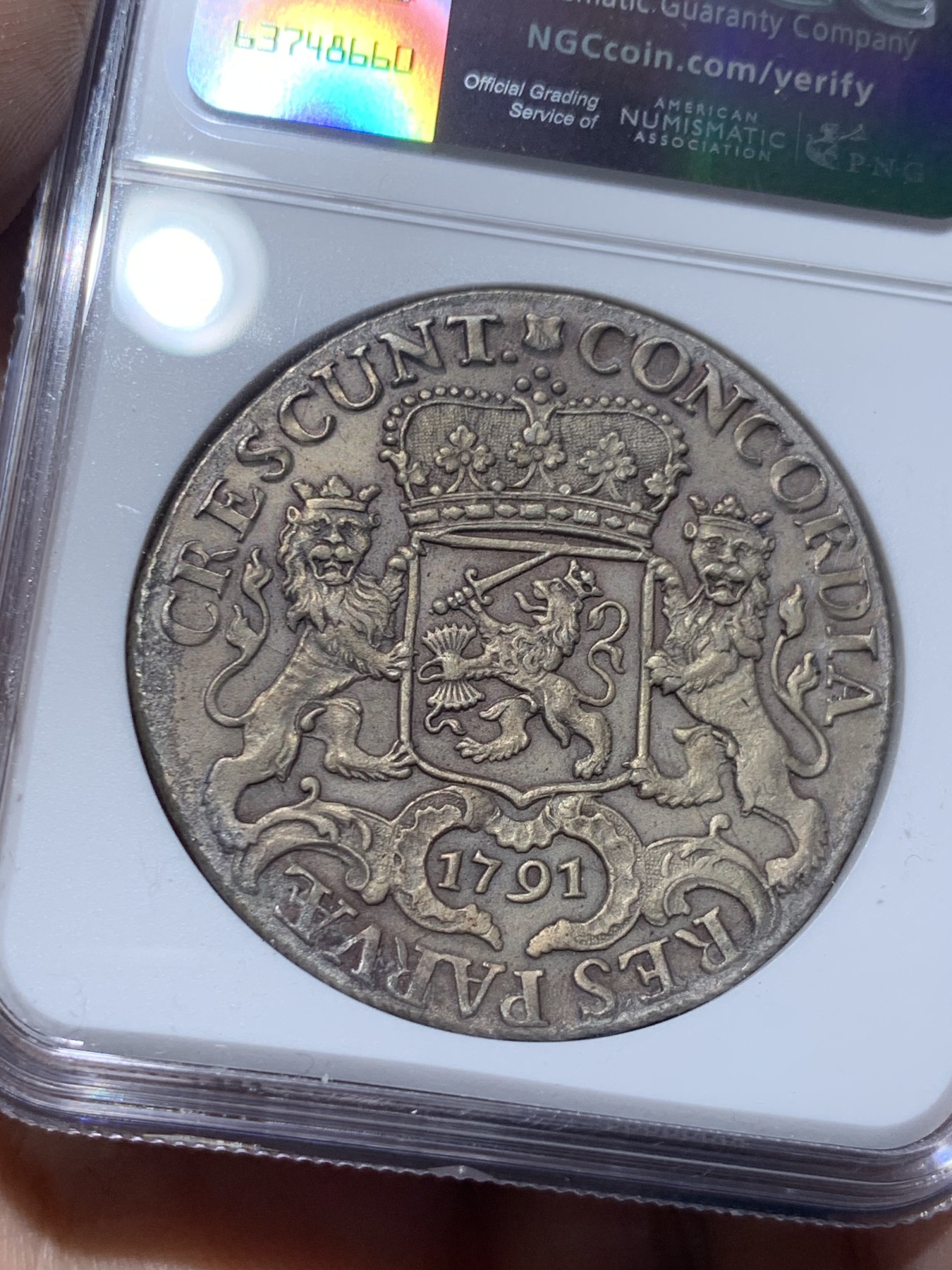 《竞宝斋》第259场-周日，周一 2场连拍 (全场包邮) NGC UNCD 荷兰 1791年 乌特勒支 骑士大马剑 1杜卡特银币 细节极好