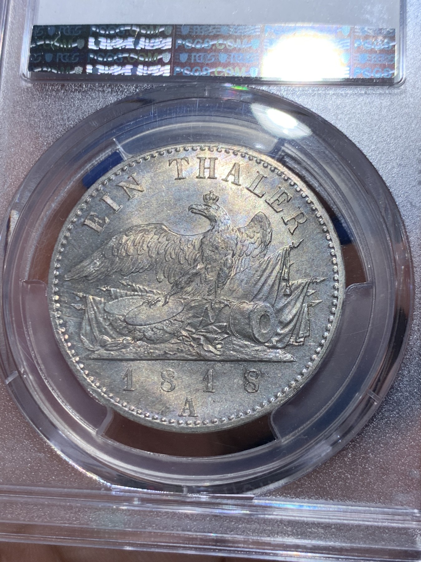 《竞宝斋》第259场-周日，周一 2场连拍 (全场包邮) PCGS MS65 德国  普鲁士 1818 威廉三世 鹰炮泰勒 PCGS唯一冠军分