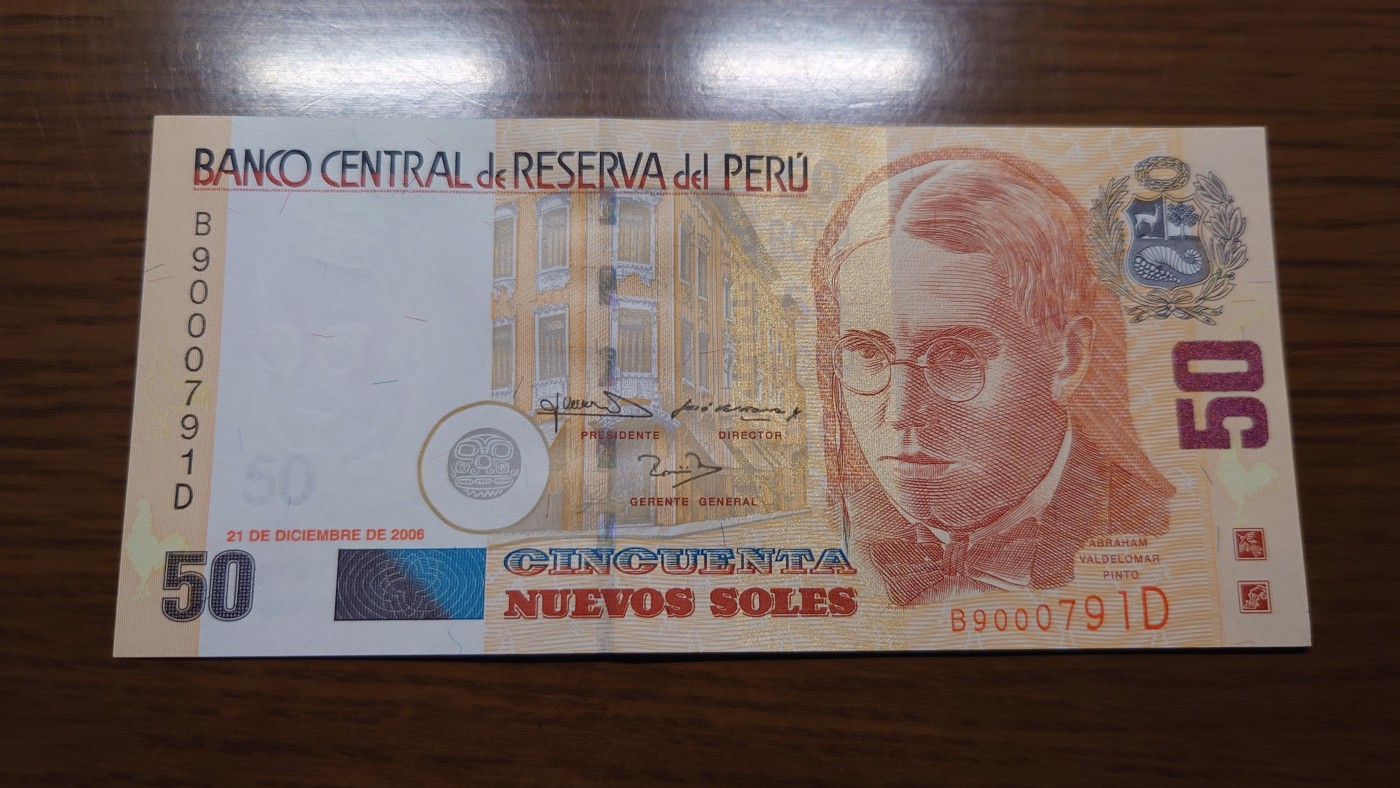 【世界钱币】精选微拍第101期暨2024年第12期  部分卖剩的新品裸钞评级币展销 2006年秘鲁50比索 全新绝品无4尾号791