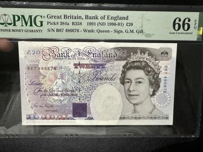 《外钞收藏家》第三百六十期 - 1991年英国E序列20镑 PMG66