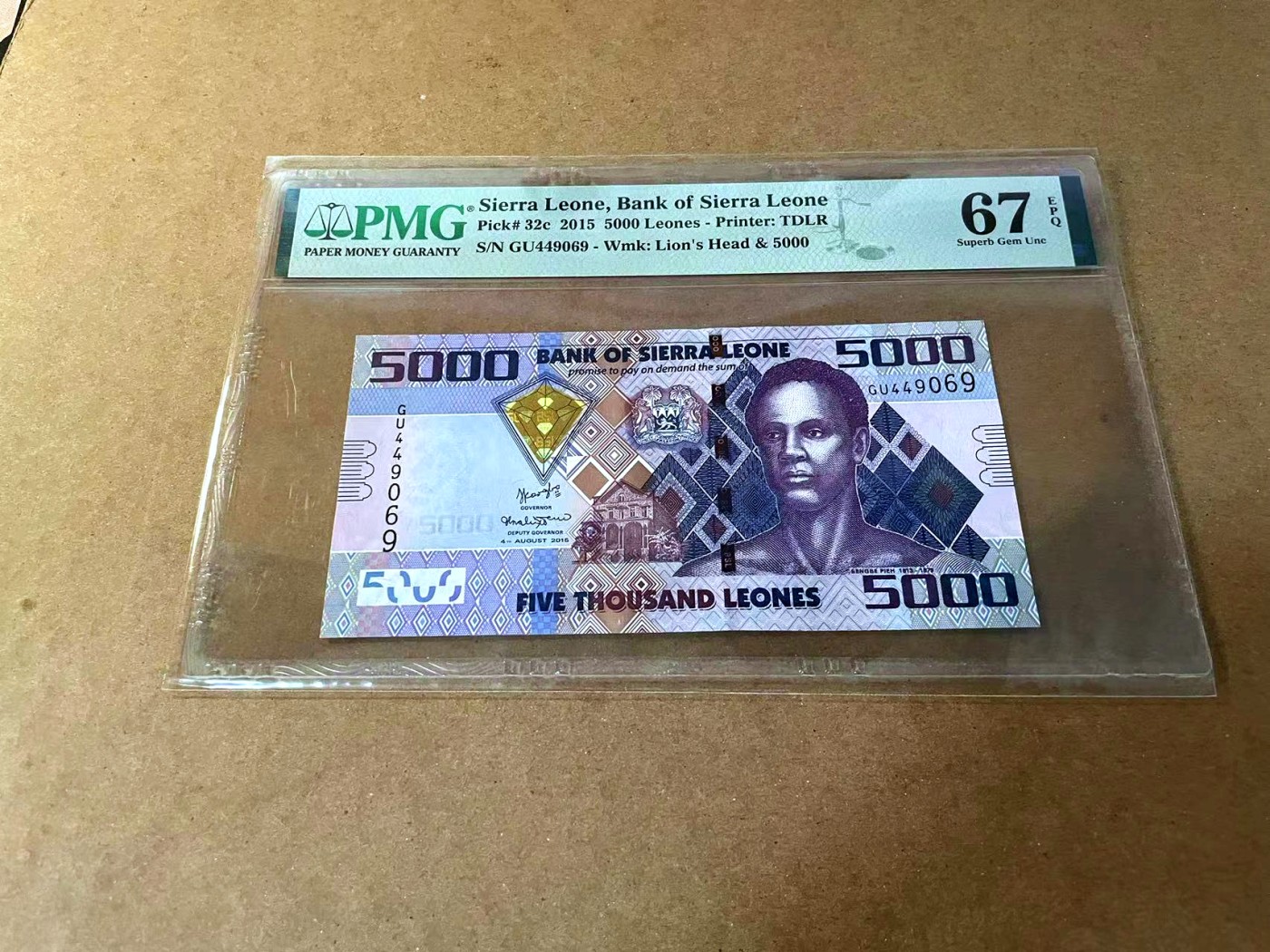 【Blue Auction】✨世界纸币精拍第462期【精】 塞拉利昂 2015年5000Leones PMG67EPQ 高分
