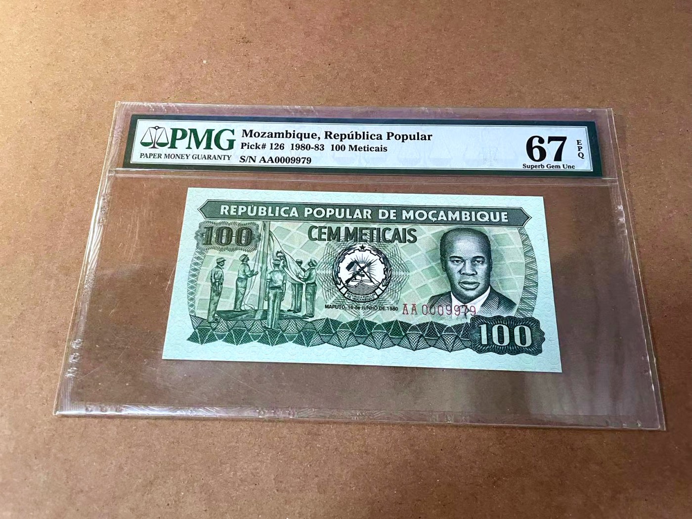 【Blue Auction】✨世界纸币精拍第462期【精】 【AA】莫桑比克 1980-83年100Meticais PMG67EPQ 高分