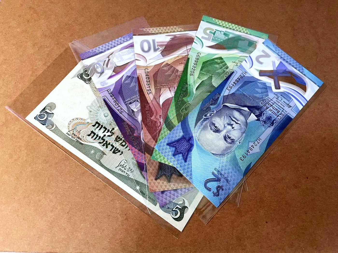 【Blue Auction】✨世界纸币精拍第462期【精】 【一组5张】巴巴多斯2-20元&以色列 5Lirot 爱因斯坦 全新UNC