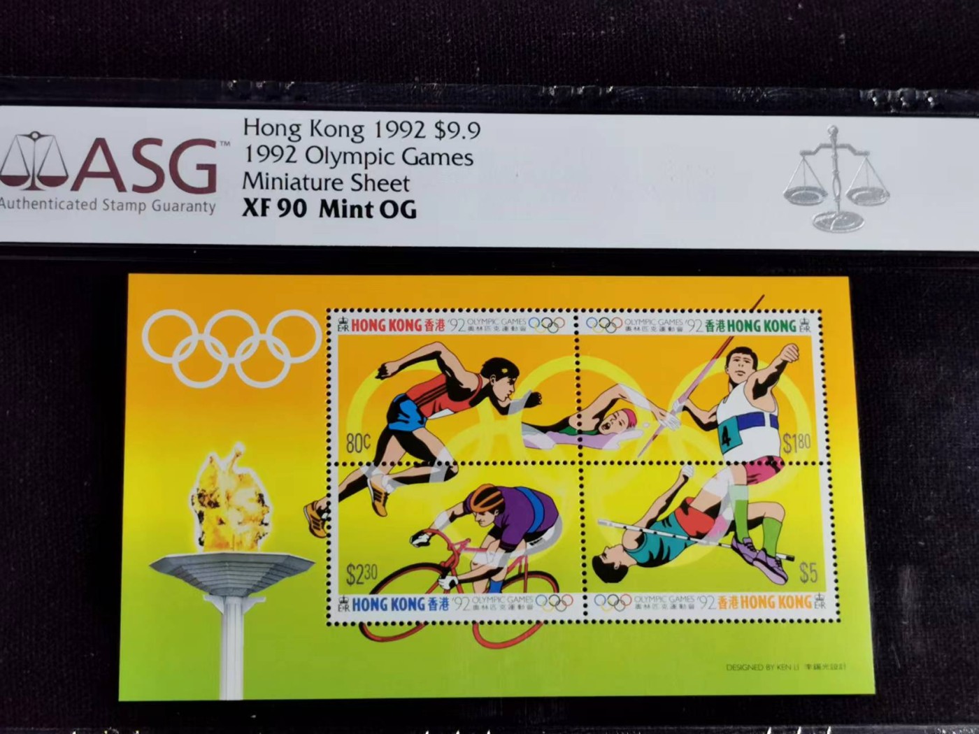 刘世昌艺术品销售中心～虎踞龙蟠*金杨在线联拍群第508期 中国香港1992年《北京奥运会》 9.9元  小全张（ASG XF90 串号：1031314-107）1枚。