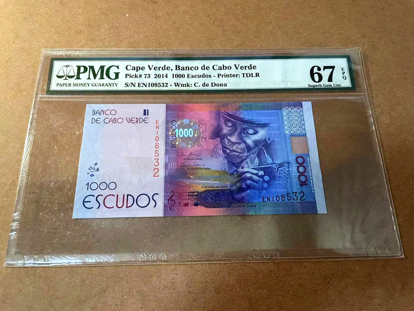 【Blue Auction】✨世界纸币精拍第462期【精】 【无47】佛得角 2014年1000埃斯库多 PMG67EPQ 高分 