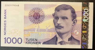 珑诚汇（原乐淘淘）世界纸币拍卖 第三期 - 【2203179548】挪威2001年纸币 1000克朗 全新UNC