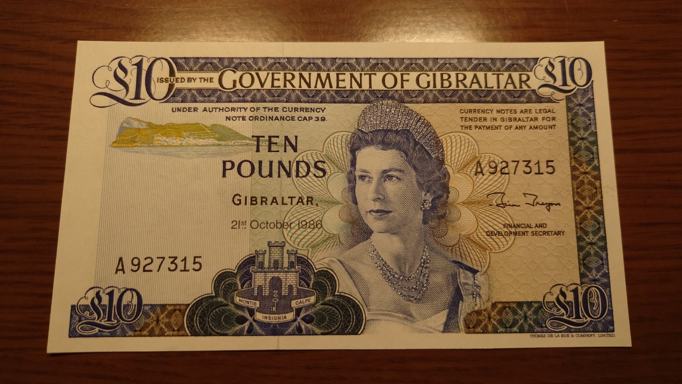 【世界钱币】精选微拍第101期暨2024年第12期  部分卖剩的新品裸钞评级币展销 1986年直布罗陀10镑 全新绝品无4尾号315