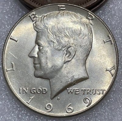 文馨钱币收藏116场，中外古币，版本明细分好了 - 极美品 1969 年美国肯尼迪半美元银币