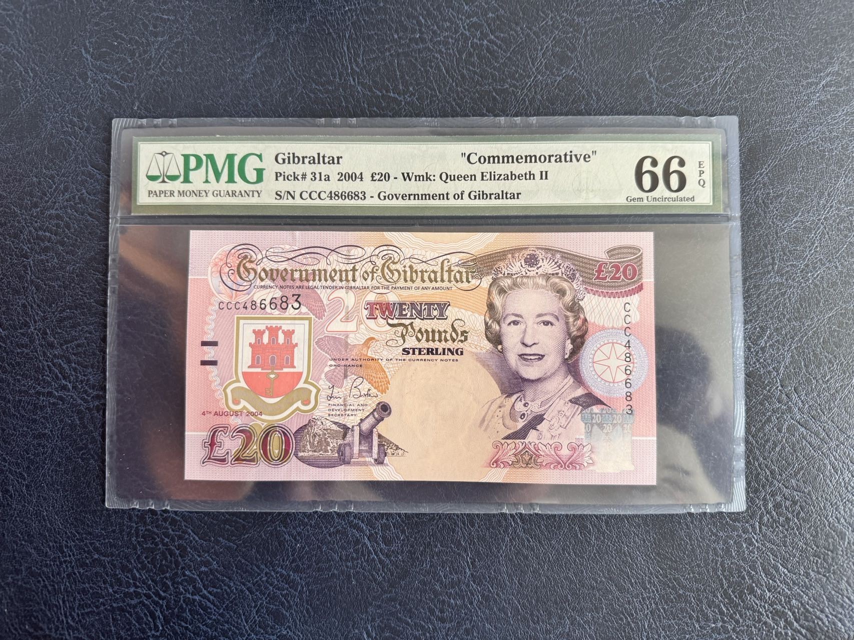 收藏联盟Quantum Auction 第339期拍卖  直布罗陀海峡2004年20镑英属管辖300周年纪念 PMG66 