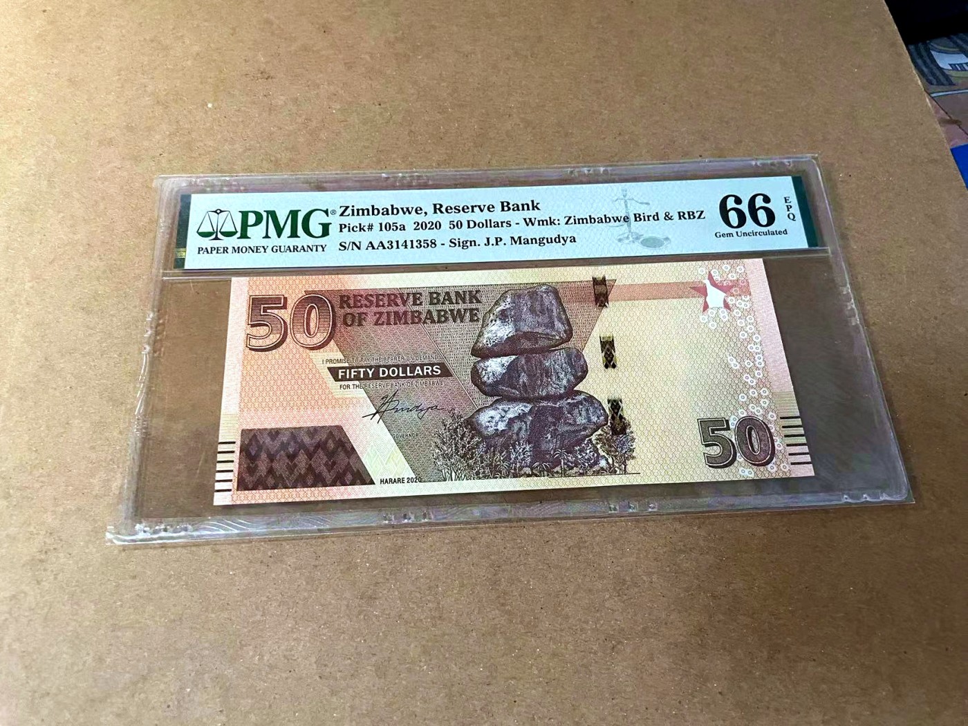 【Blue Auction】✨世界纸币精拍第462期【精】 【AA】津巴布韦 2020年50元 PMG66EPQ 