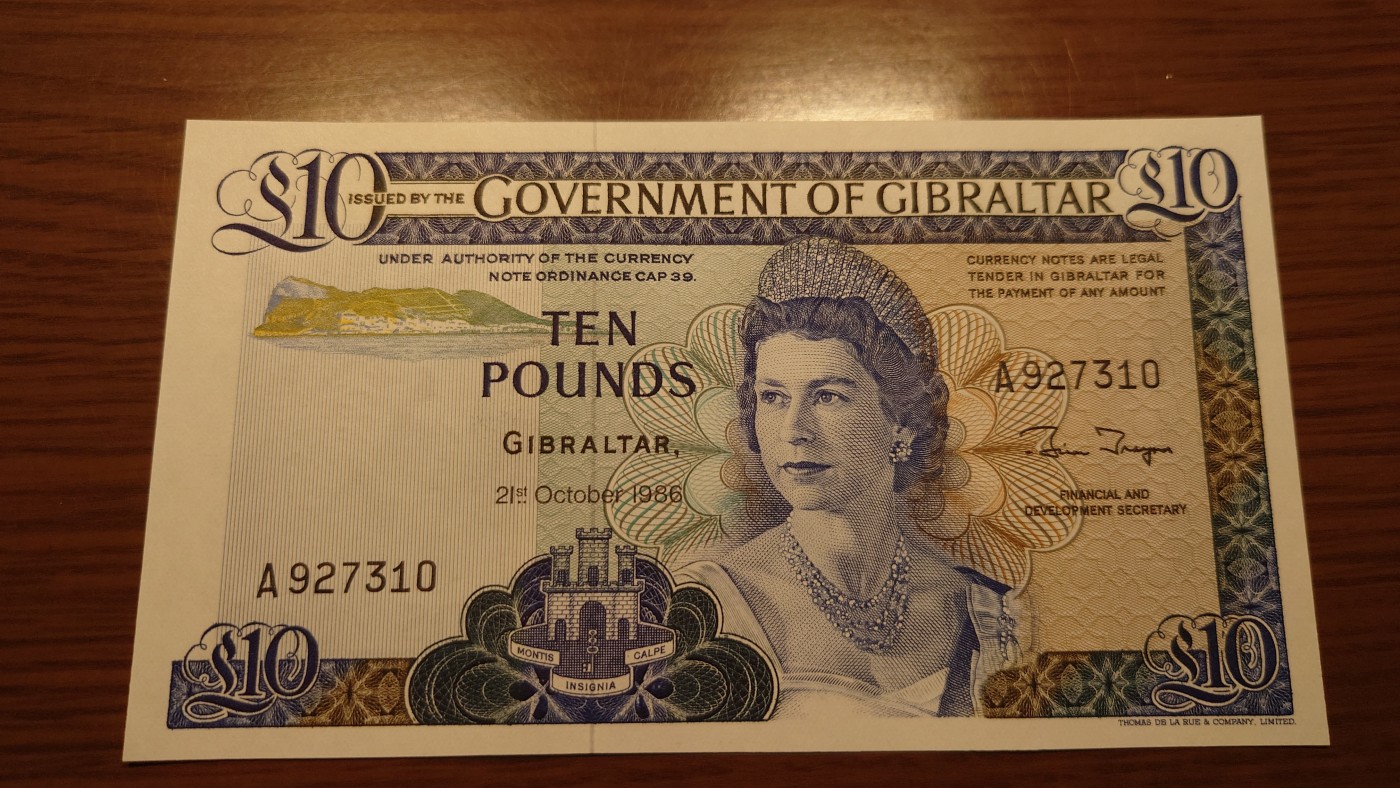【世界钱币】精选微拍第101期暨2024年第12期  部分卖剩的新品裸钞评级币展销 1986年直布罗陀10镑 全新绝品无4尾号310
