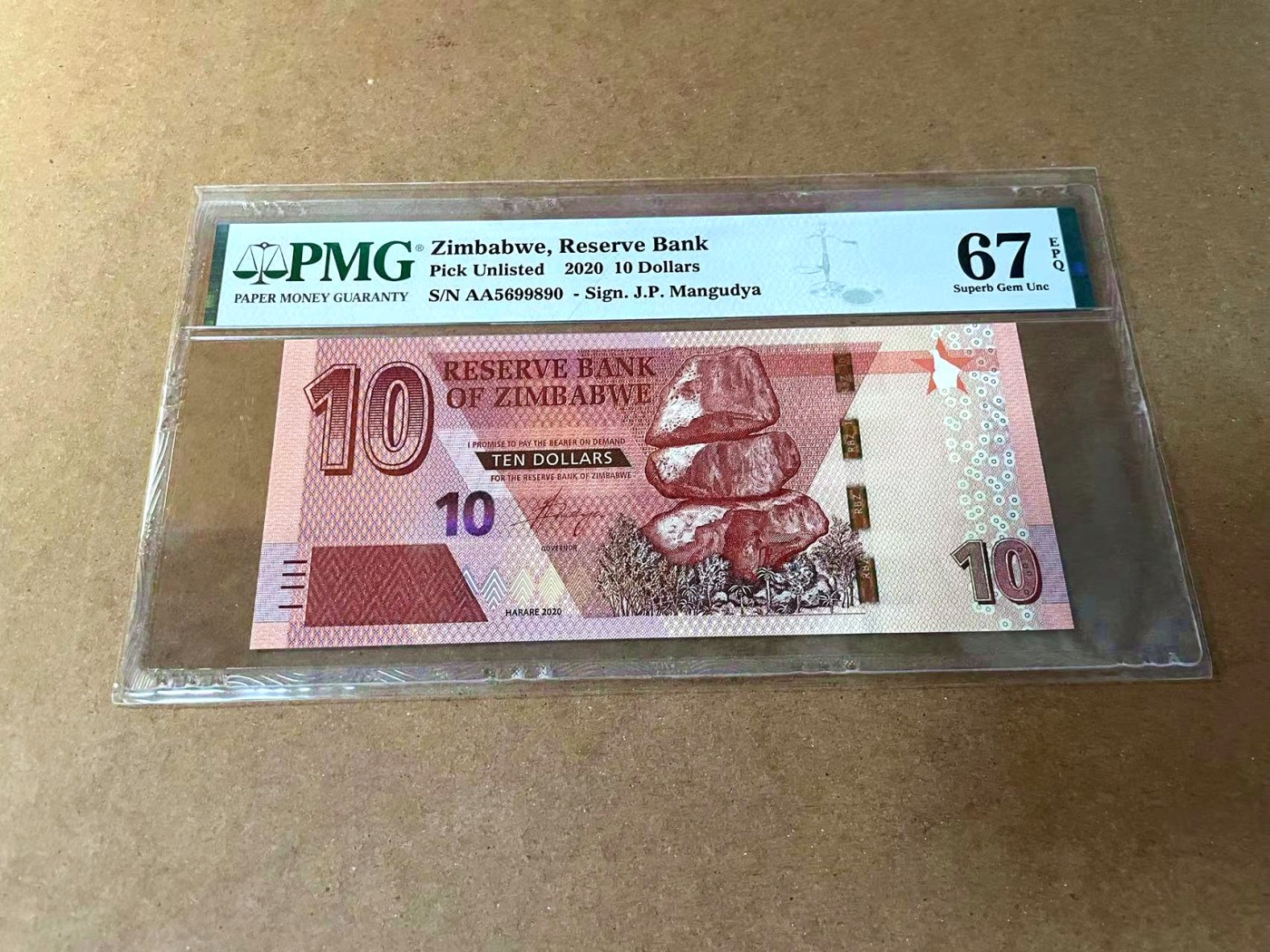 【Blue Auction】✨世界纸币精拍第462期【精】 【AA无47】津巴布韦 2020年10元 PMG67EPQ 高分