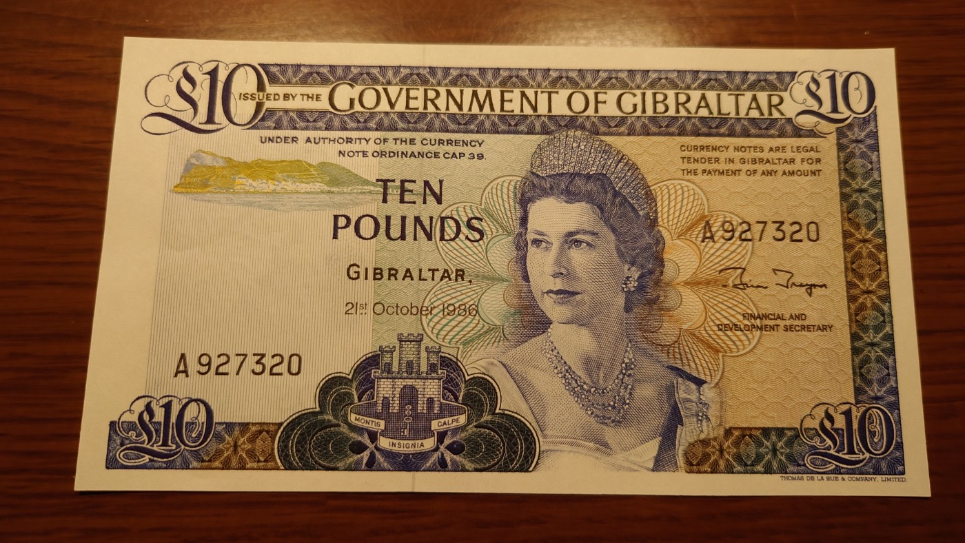 【世界钱币】精选微拍第101期暨2024年第12期  部分卖剩的新品裸钞评级币展销 1986年直布罗陀10镑 全新绝品无4尾号320