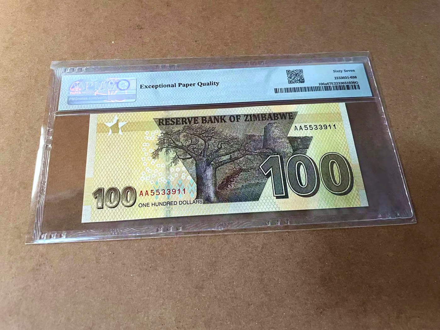 【Blue Auction】✨世界纸币精拍第462期【精】 【AA无47】津巴布韦 2020年100元 PMG67EPQ 高分