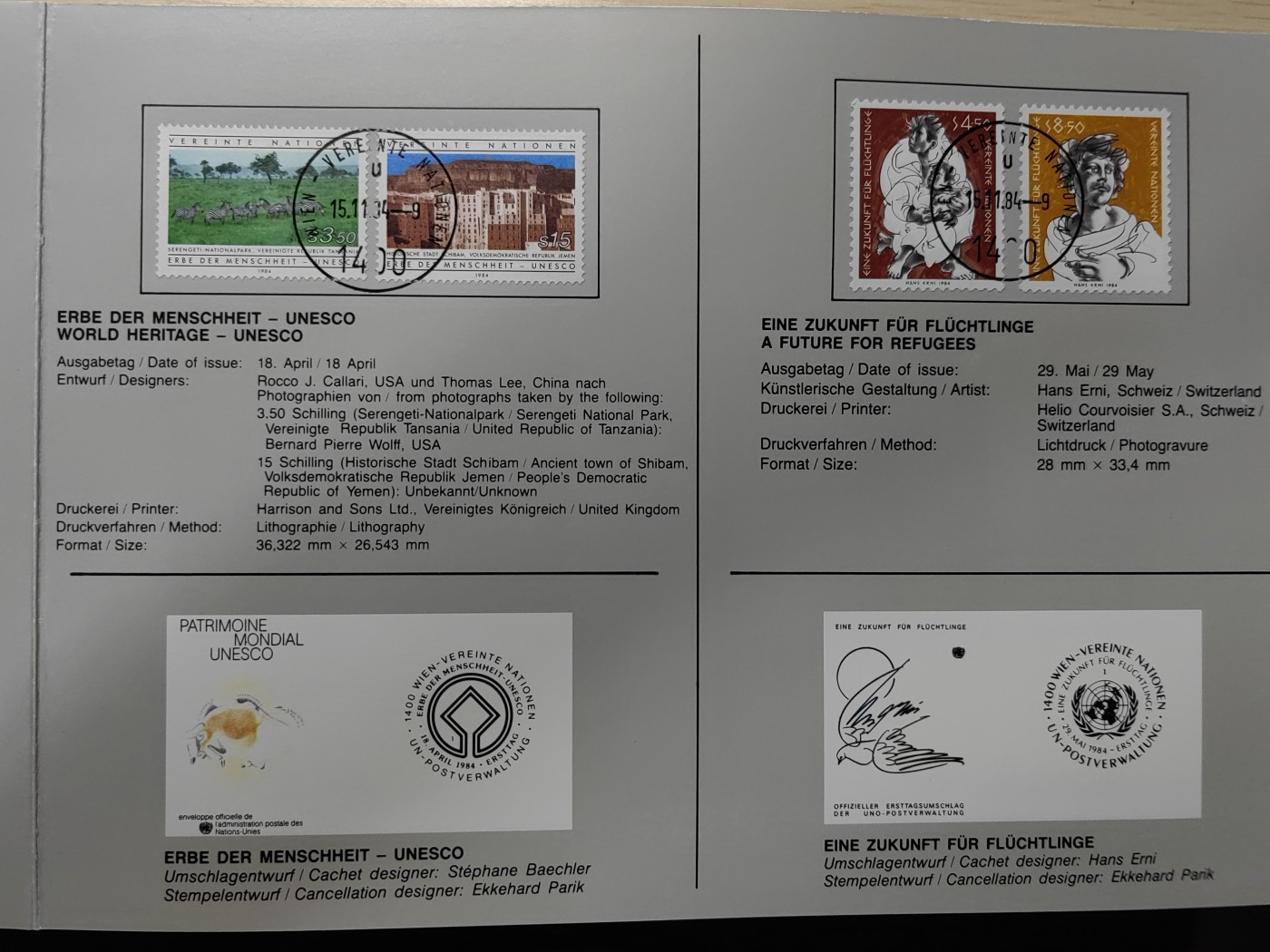 多国邮封✌（拍卖专场）精品🔥专场 第61场 联合国1984年 邮册（共9枚邮票）