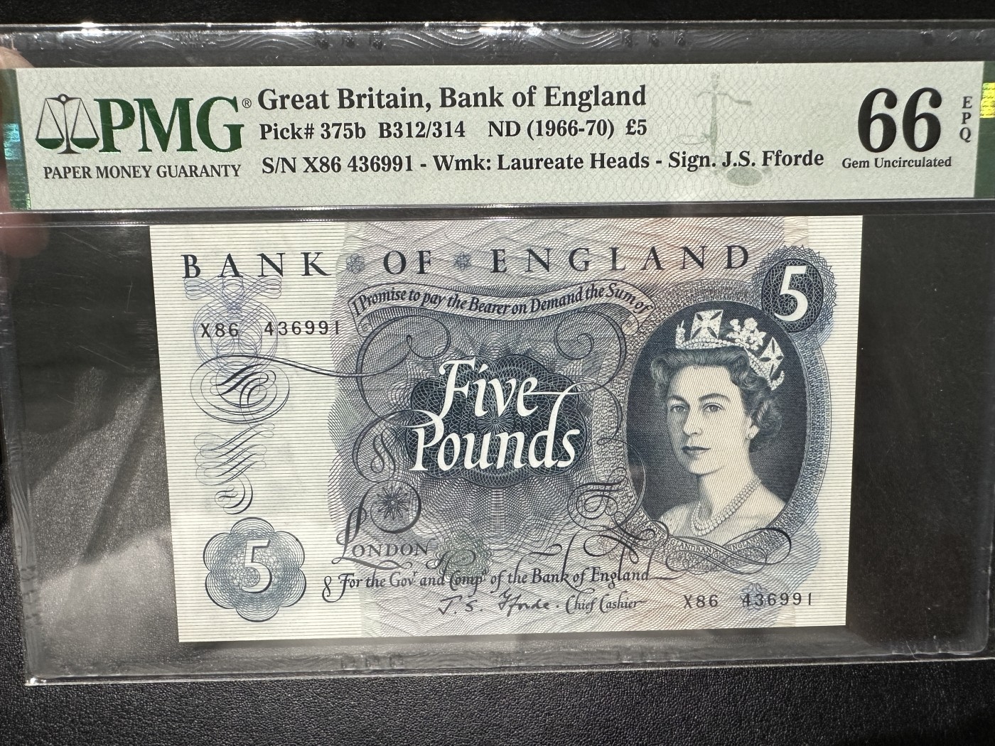 《外钞收藏家》第三百六十七期 1966-70年英国C序列5镑 PMG66