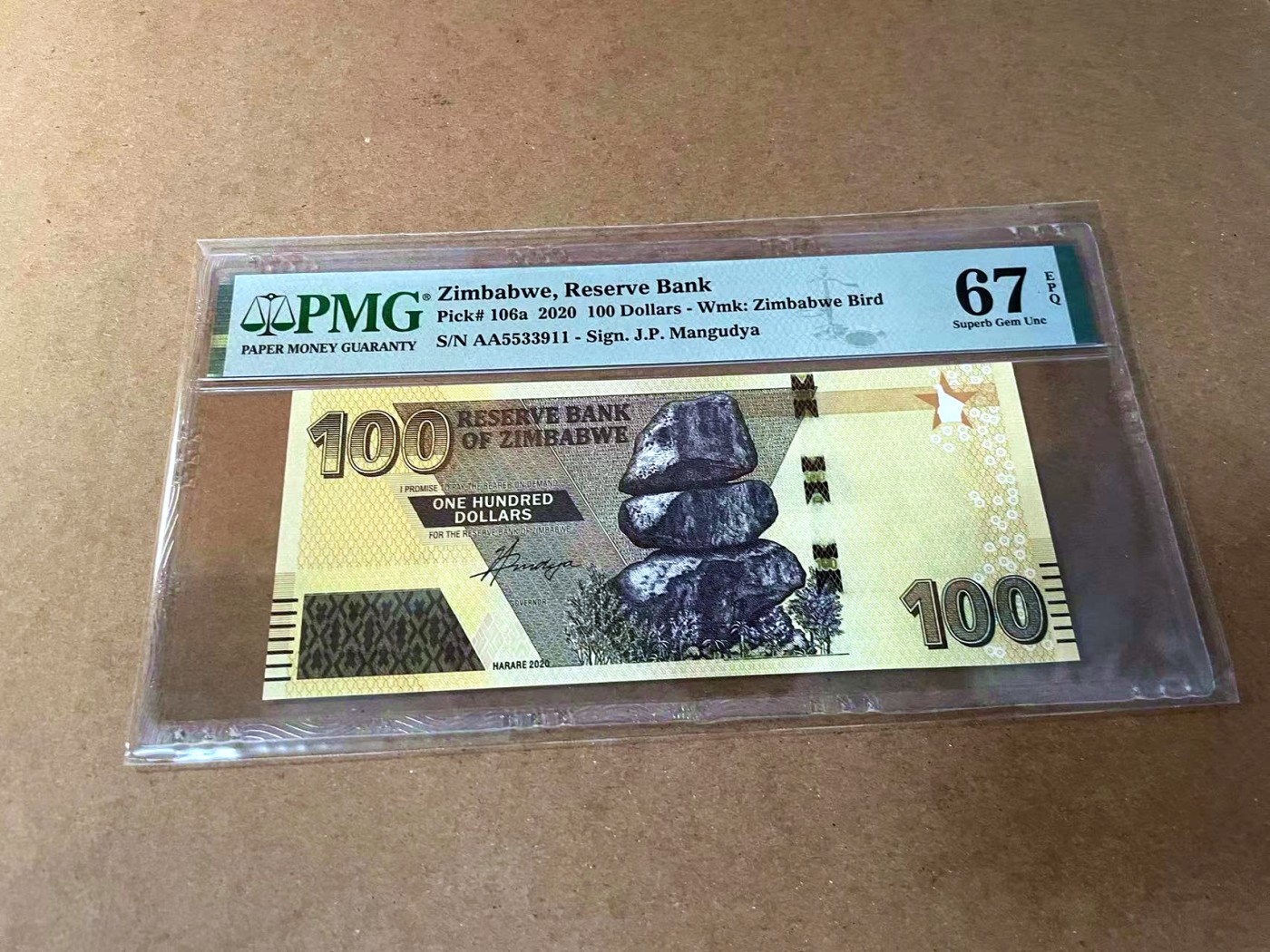 【Blue Auction】✨世界纸币精拍第462期【精】 【AA无47】津巴布韦 2020年100元 PMG67EPQ 高分