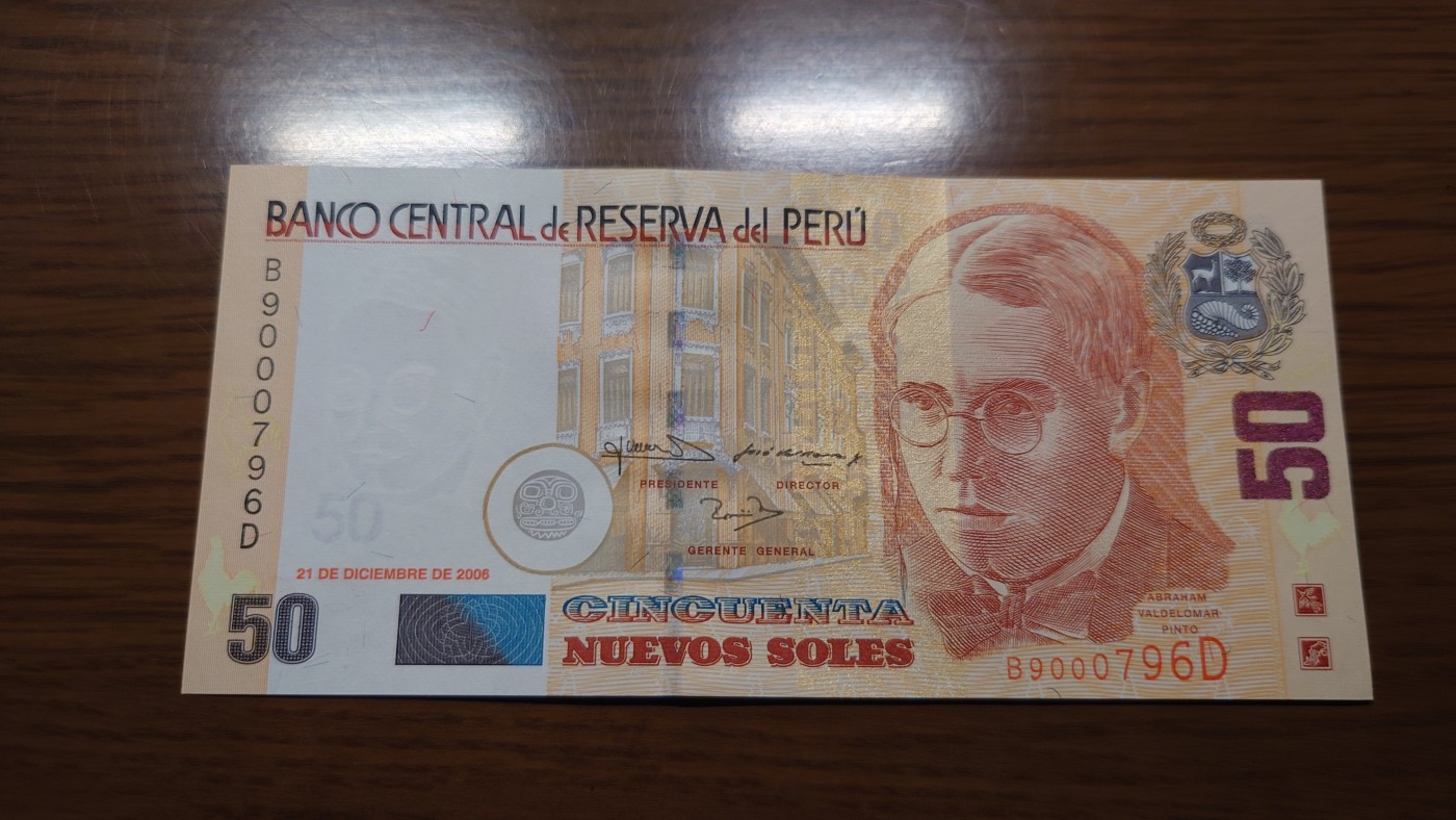 【世界钱币】精选微拍第101期暨2024年第12期  部分卖剩的新品裸钞评级币展销 2006年秘鲁50比索 全新绝品无4尾号796