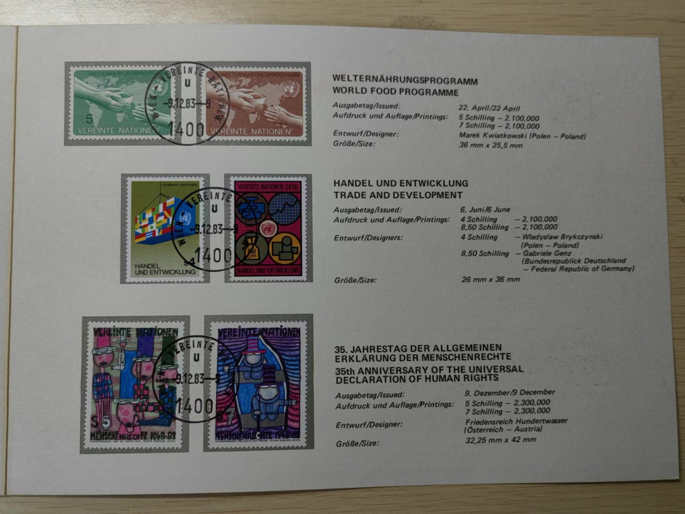 多国邮封✌（拍卖专场）精品🔥专场 第61场 联合国1983年 邮册（含9张票）