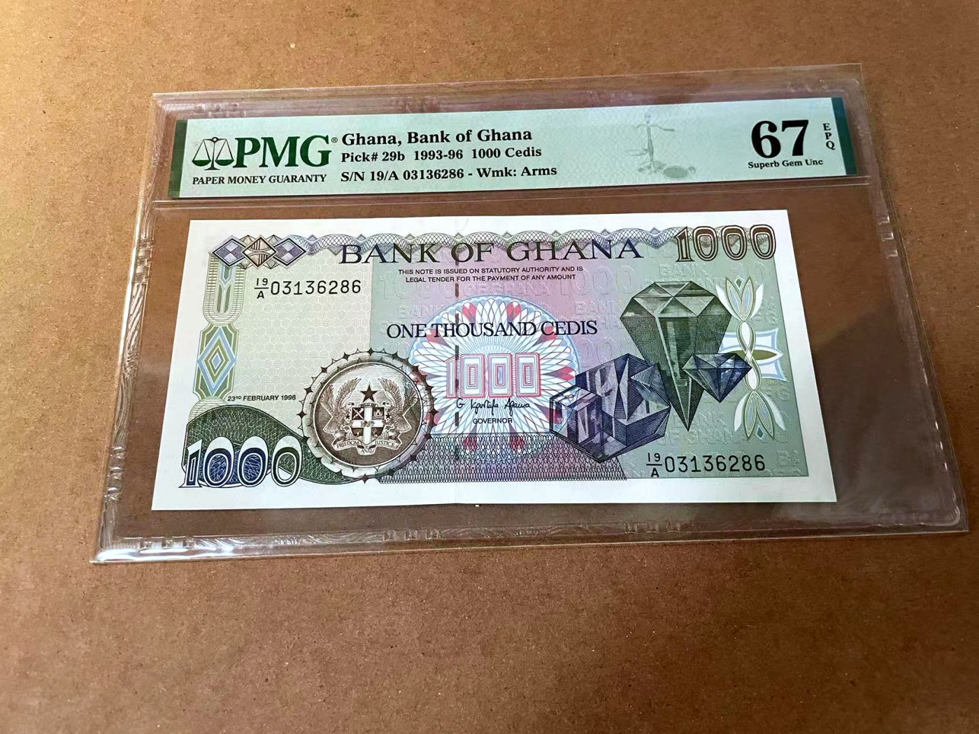 【Blue Auction】✨世界纸币精拍第462期【精】 【无47】加纳 1993-96年1000塞地 PMG67EPQ 高分