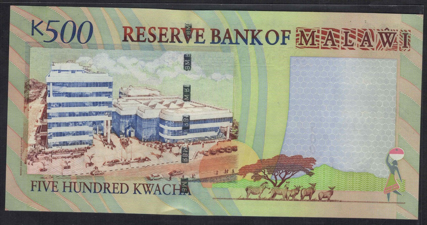 马拉维2003年500克瓦查 P-48a 尾8 非洲纸币 实物图 UNC