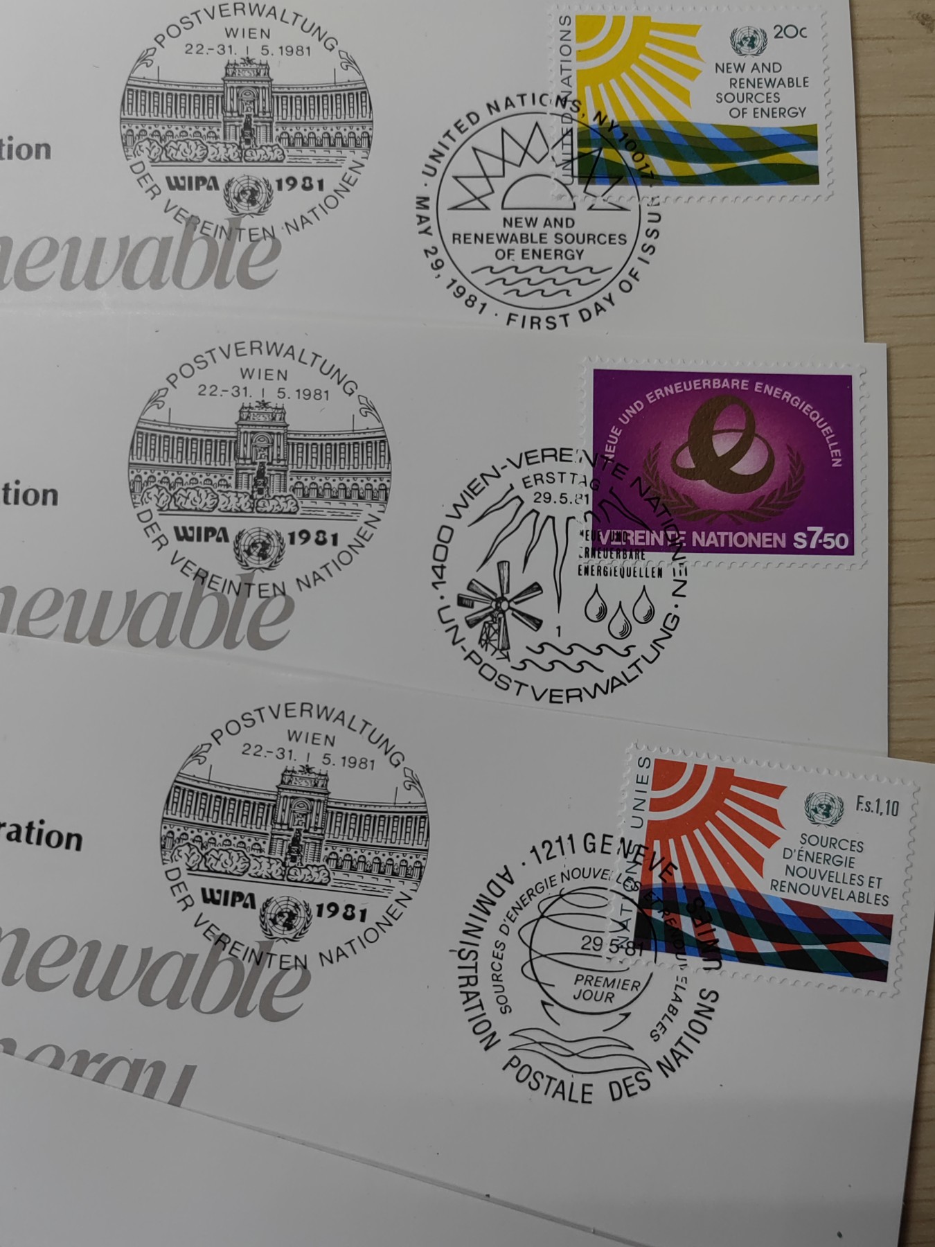 多国邮封✌（拍卖专场）精品🔥专场 第61场 联合国1981年再生能源会议（5件）不同戳