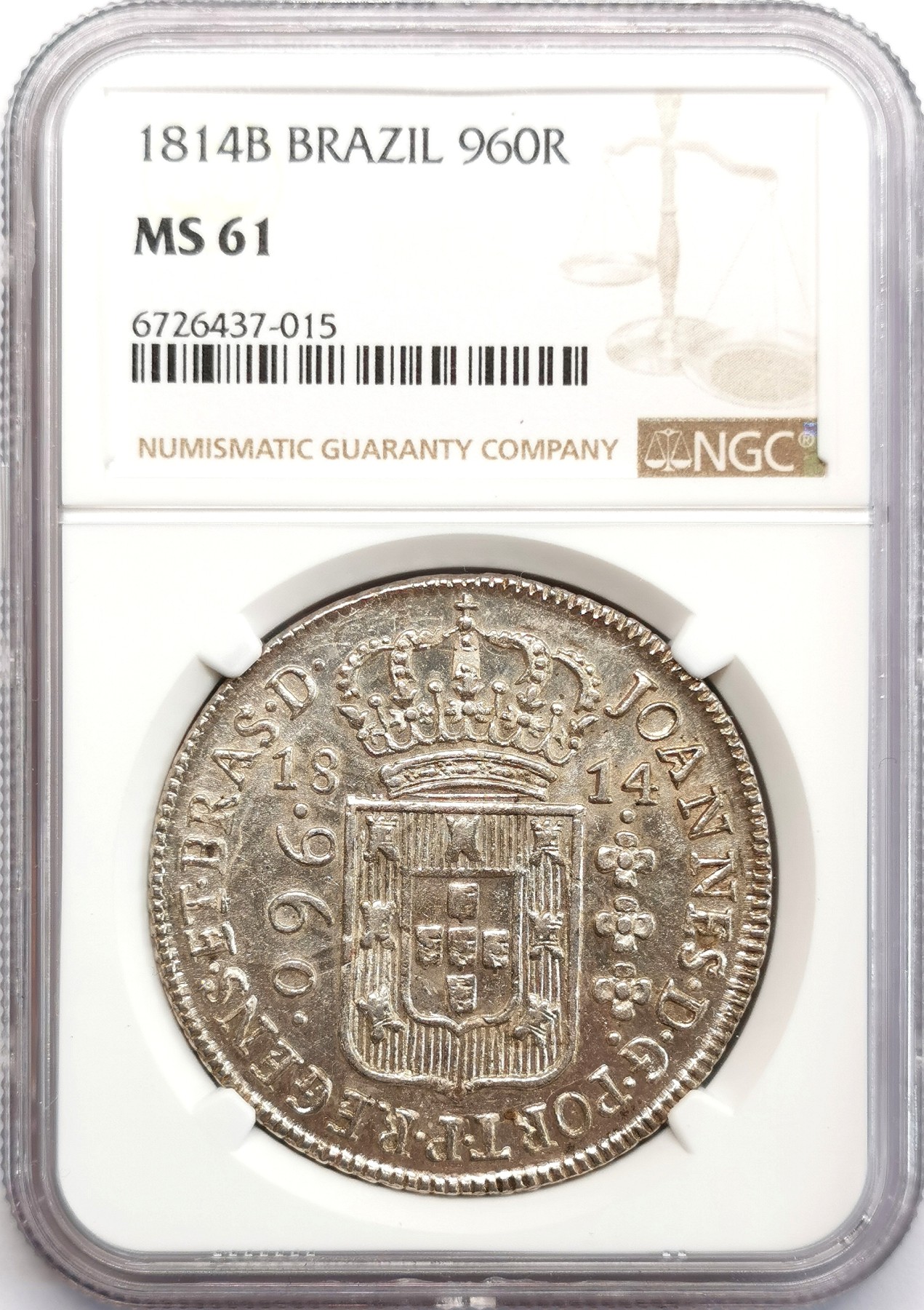 凡希社世界钱币微拍第二百六十六期 1814B葡属巴西地球仪960R大银NGC-MS61