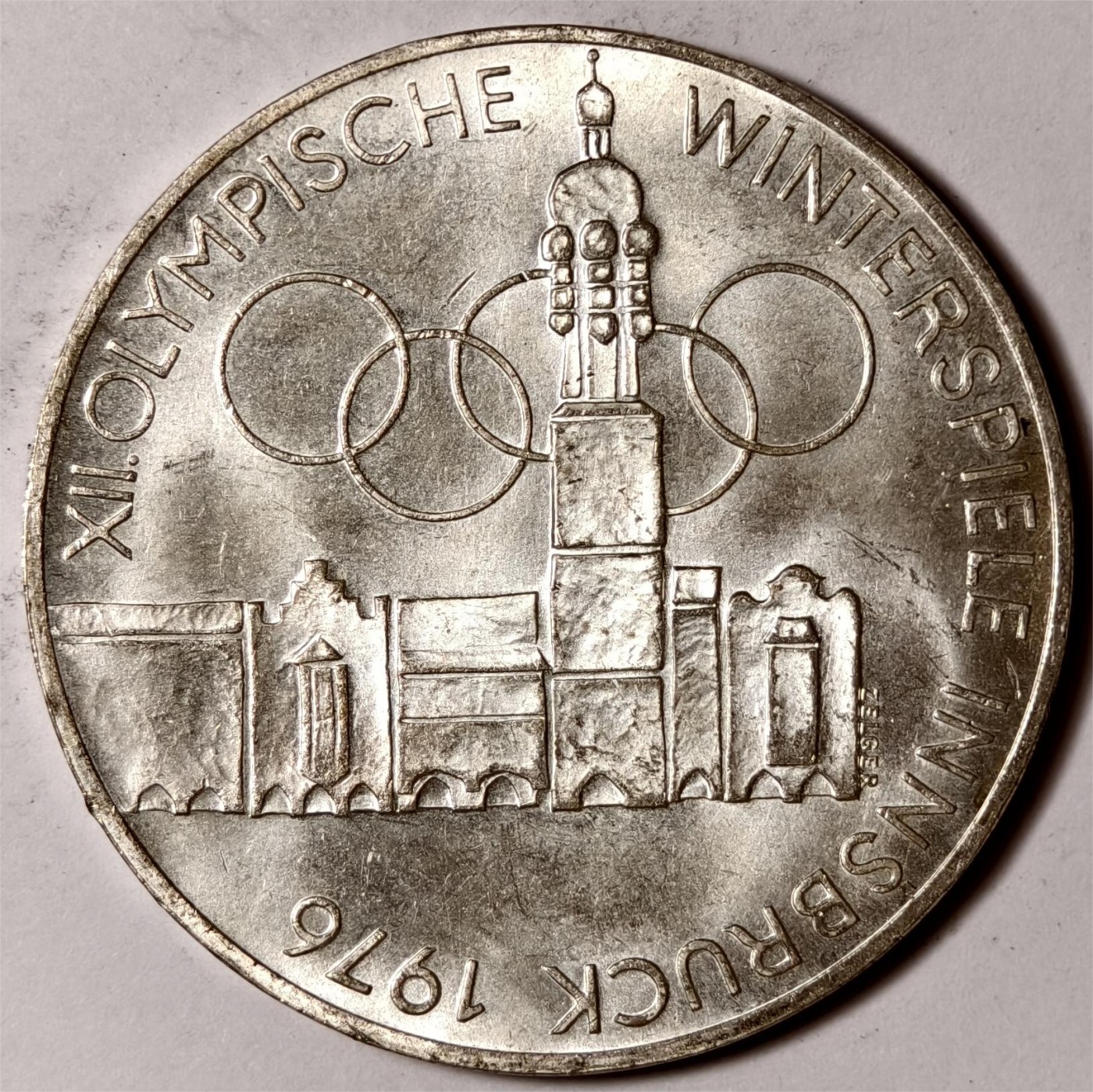 紫瑗钱币——第374期拍卖 奥地利 1976年 因斯布鲁克冬奥运 主会场 100先令 24克 0.64银 UNC