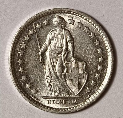 紫瑗钱币——第340期拍卖 - 瑞士 1964年B 赫尔维蒂女神 1/2法郎 2.5克 0.835银 UNC