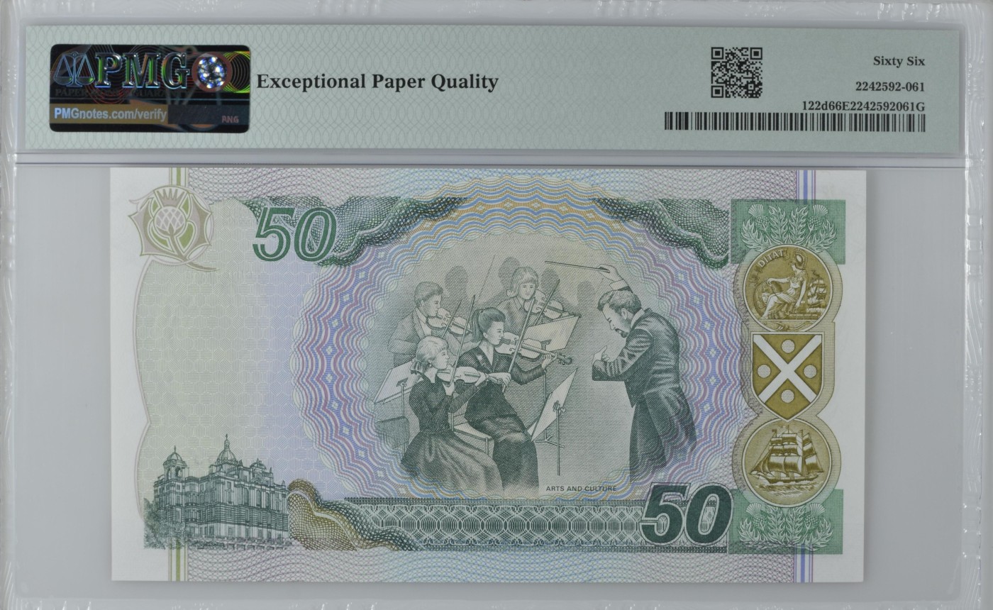 收藏联盟Quantum Auction 第339期拍卖  苏格兰银行2006年50镑纪念钞 PMG66 豹子号身  倒置号