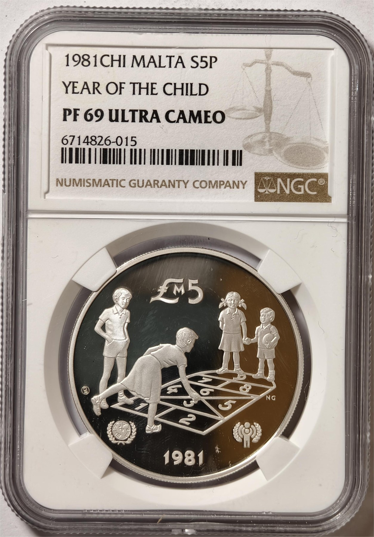紫瑗钱币——第372期拍卖 马耳他 1981年 国际儿童年 5磅 银币 NGC PR69 UC
