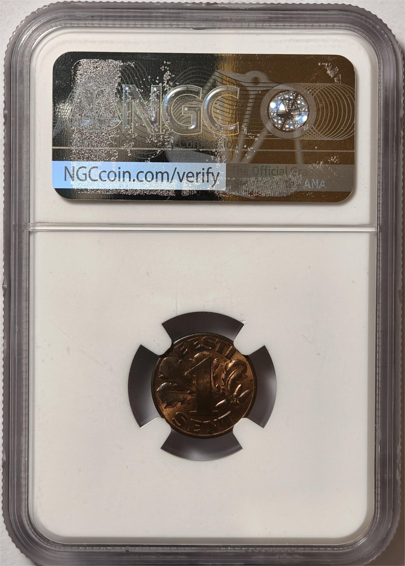 紫瑗钱币——第372期拍卖 爱沙尼亚 1929年 1生丁 铜币 NGC MS62 RB