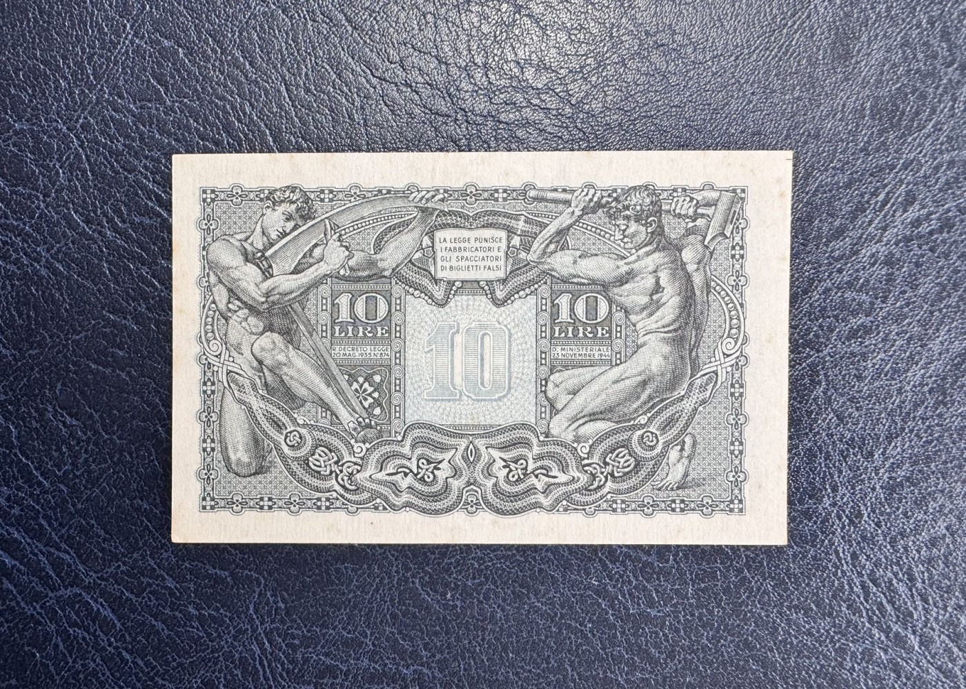 收藏联盟Quantum Auction 第339期拍卖  意大利1944年10里拉 品相UNC- 黄斑 号码全程无47