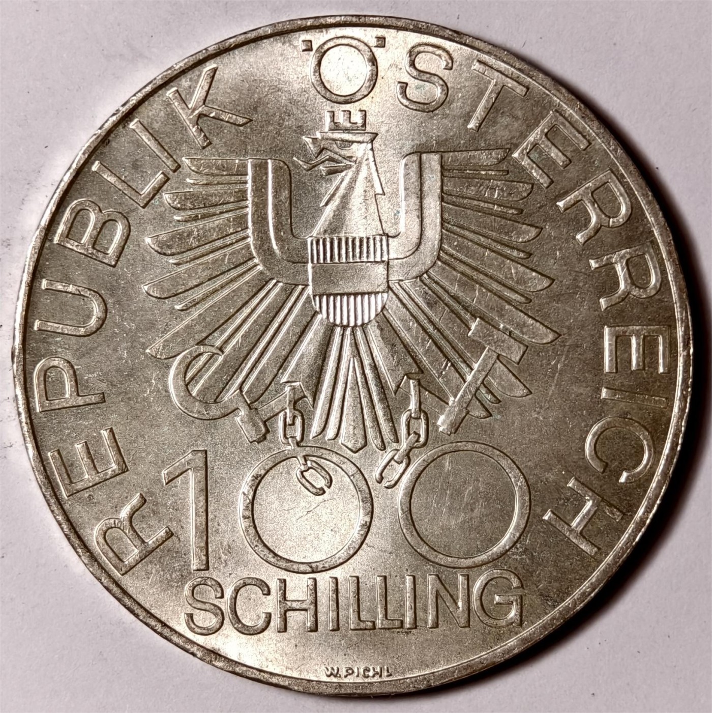 紫瑗钱币——第374期拍卖 奥地利 1979年 客店区成立200周年 100先令 24克 0.64银 UNC