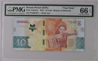 收藏联盟Quantum Auction 第339期拍卖  - Perum Peruri (IDN)2015年印尼美人测试钞 PMG66