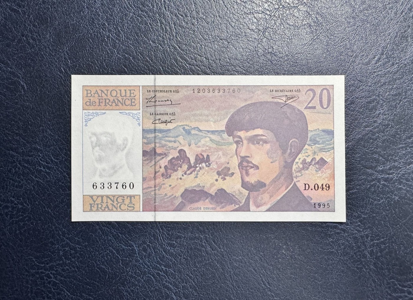 收藏联盟Quantum Auction 第339期拍卖  法国1995年20法郎 品相UNC  轻微点钞痕