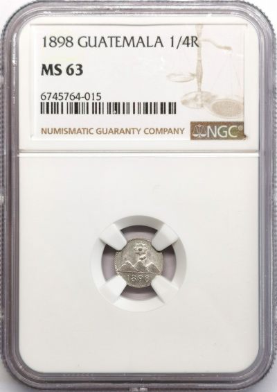 凡希社世界钱币微拍第二百六十六期 - 1898危地马拉1/4R银币NGC-MS63