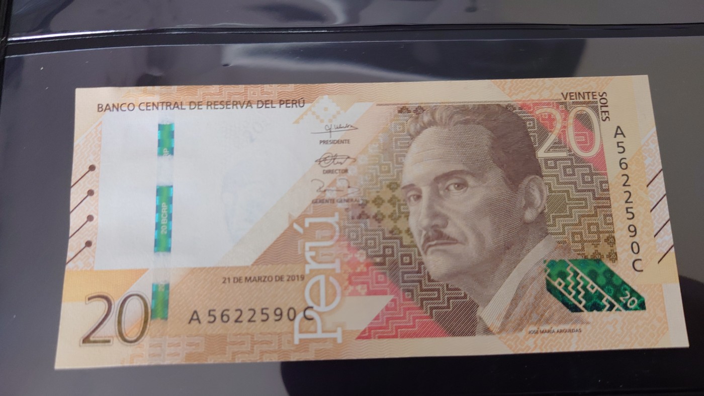 【世界钱币】精选微拍第101期暨2024年第12期  部分卖剩的新品裸钞评级币展销 2019年秘鲁20比索 全新绝品无47尾号590