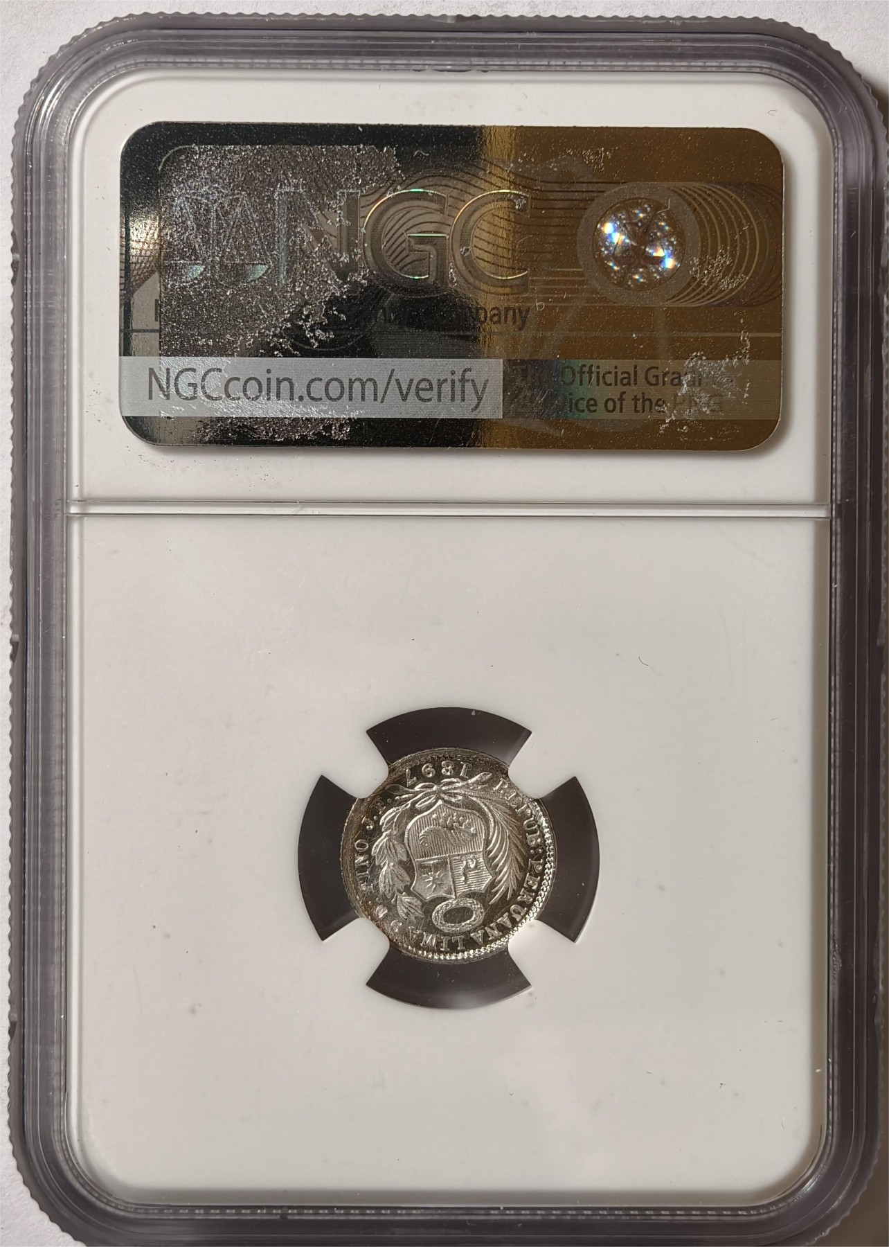紫瑗钱币——第372期拍卖 秘鲁 1897年 JF 坐人 1/2D 1/5索尔 银币 NGC MS64
